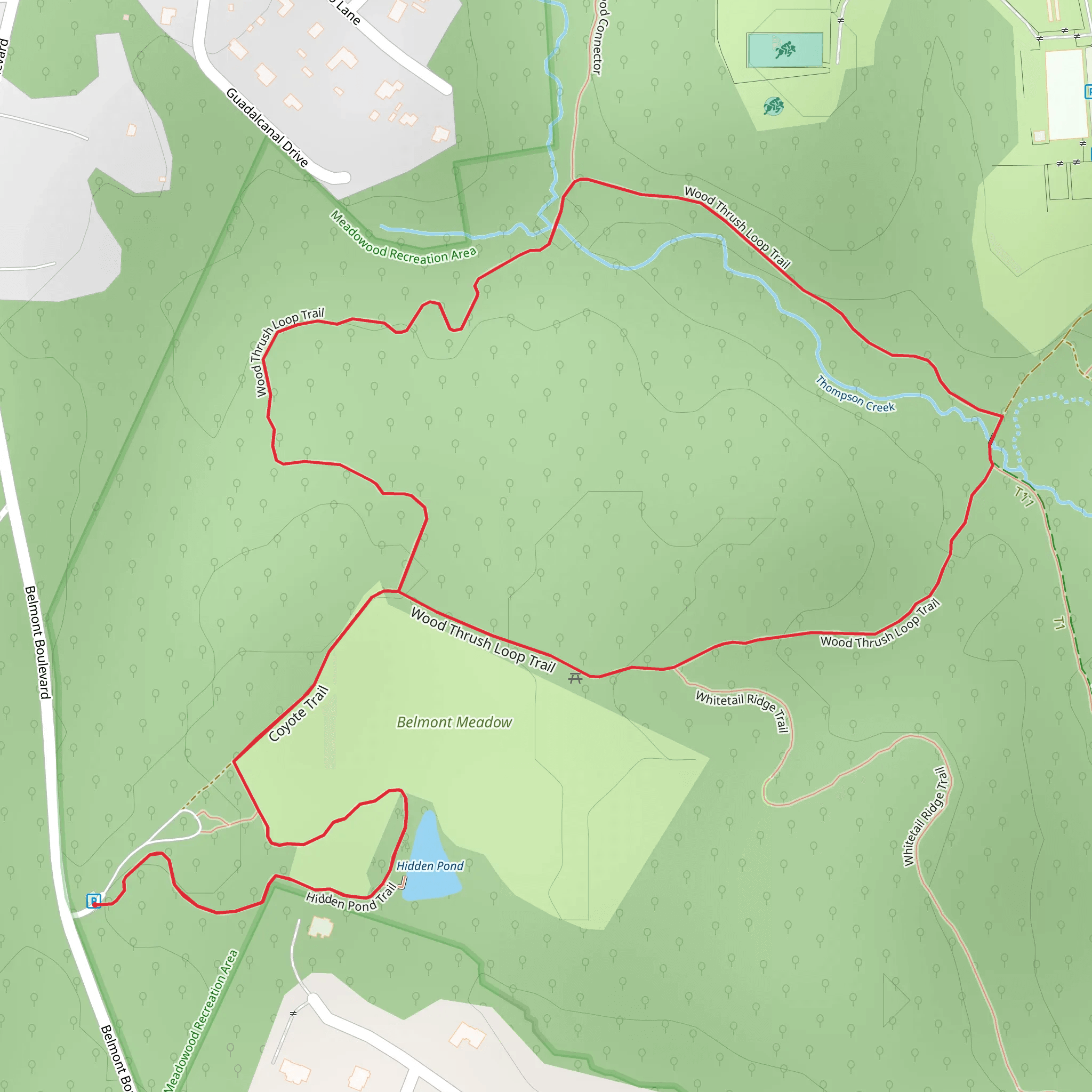 Wood Thrush Loop via Hidden Pond Trail mobile static map