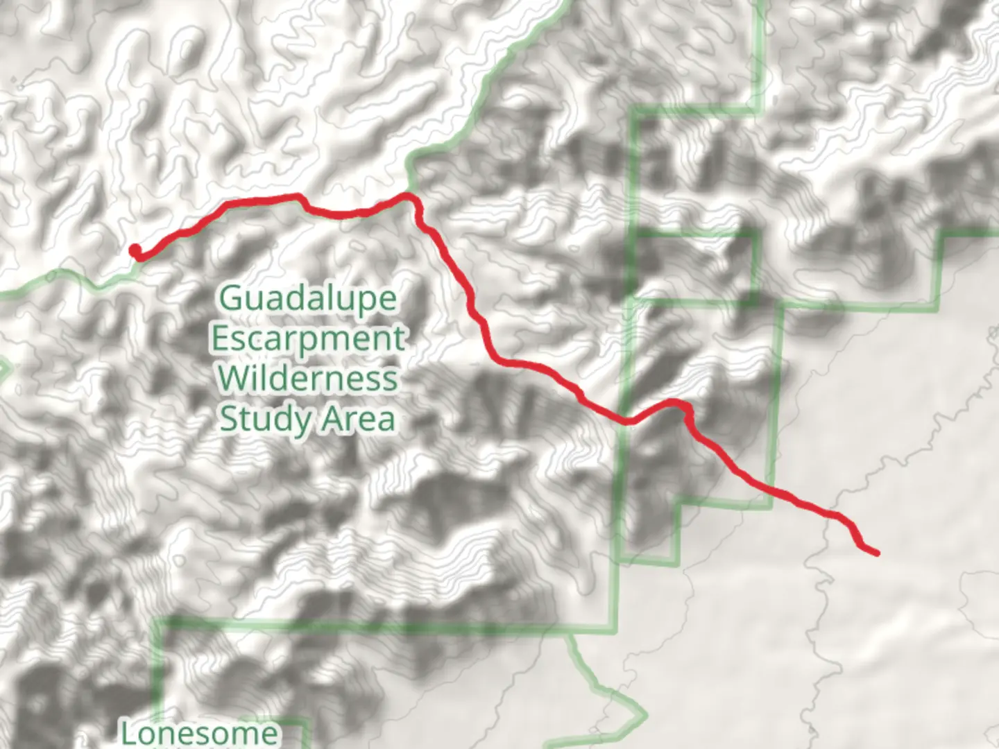 An image depicting the trail Wild Cow Mesa via Ussery Trail and its surrounding area.