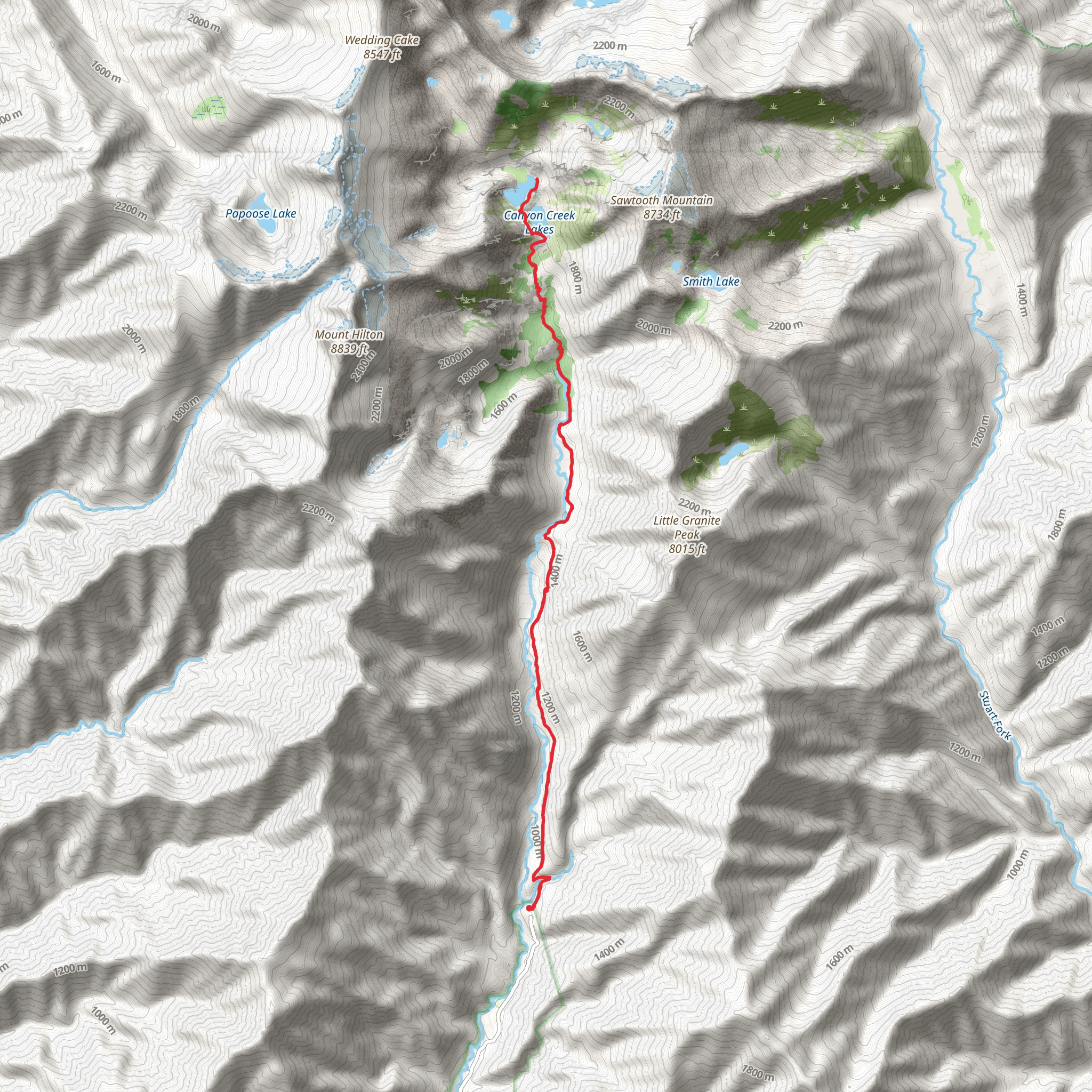 Canyon Creek Lakes via Canyon Creek Trail mobile static map