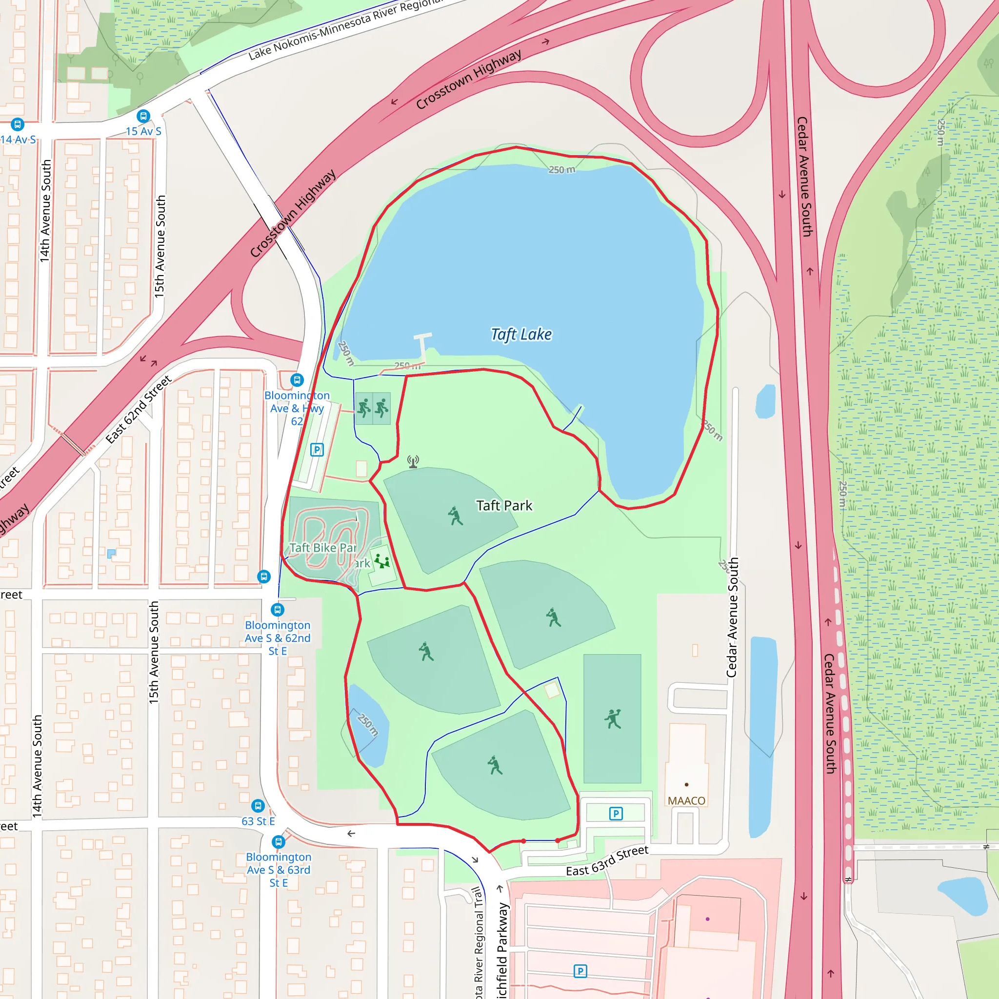Taft Park and Lake Loop mobile static map