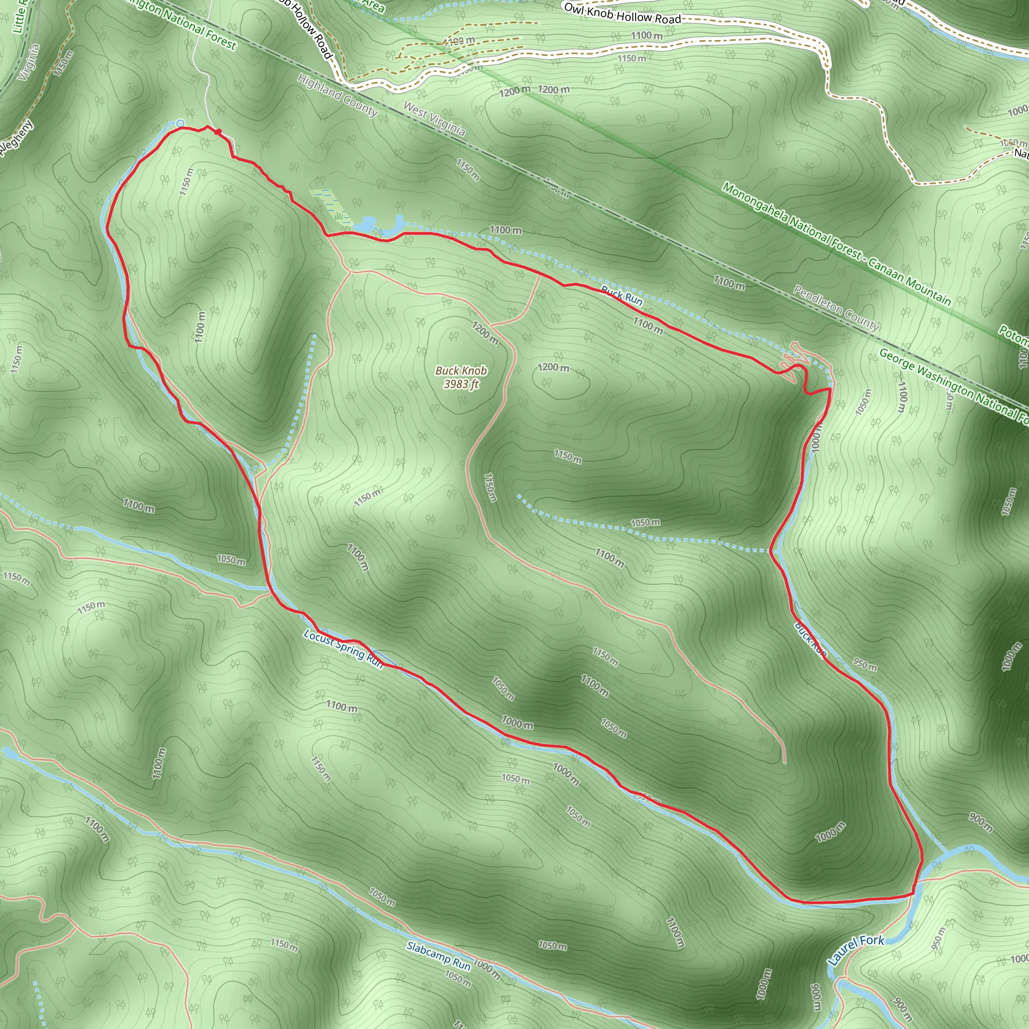 Buck Run and Locust Springs Run Loop Trail mobile static map