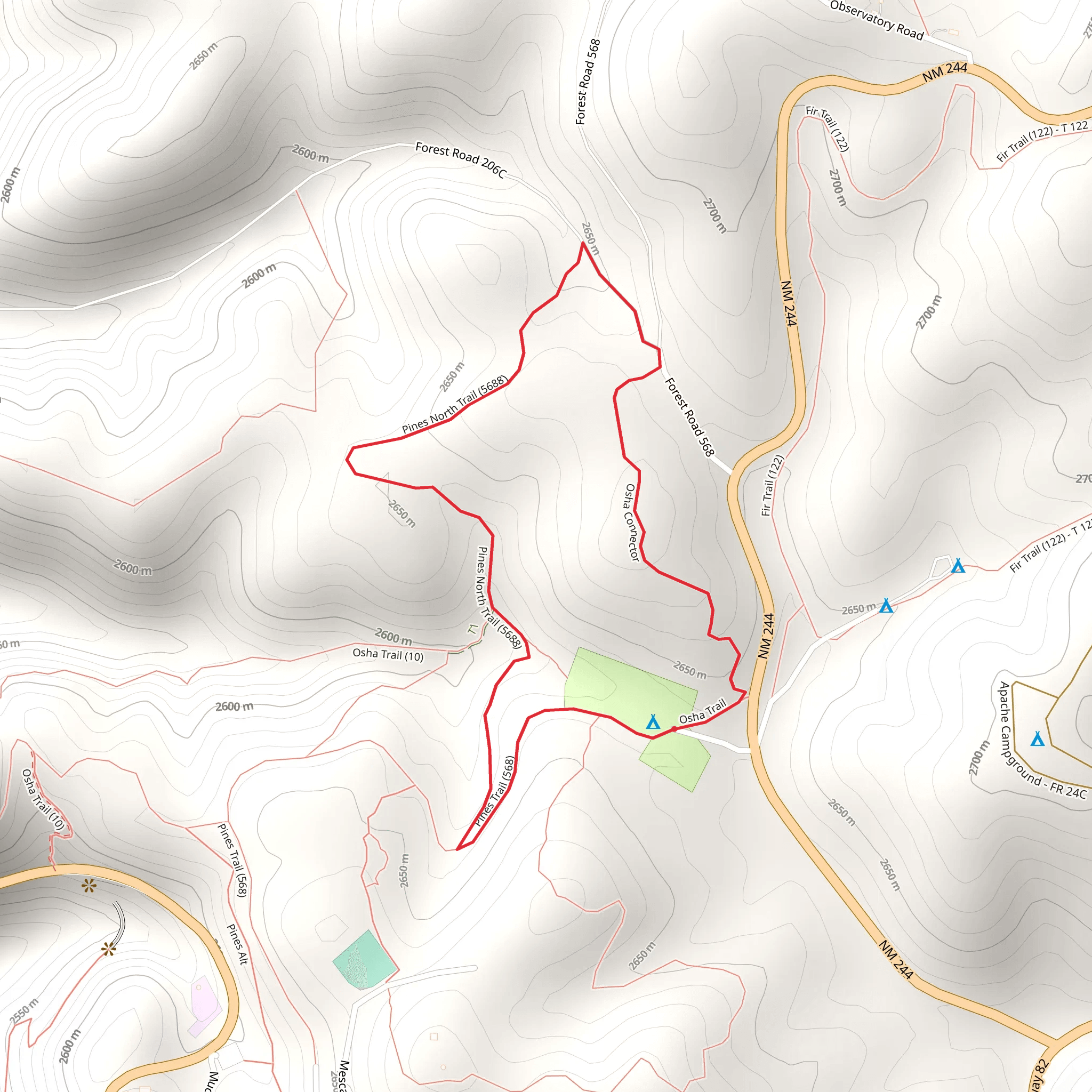 Osha and Pines North Loop Trail mobile static map
