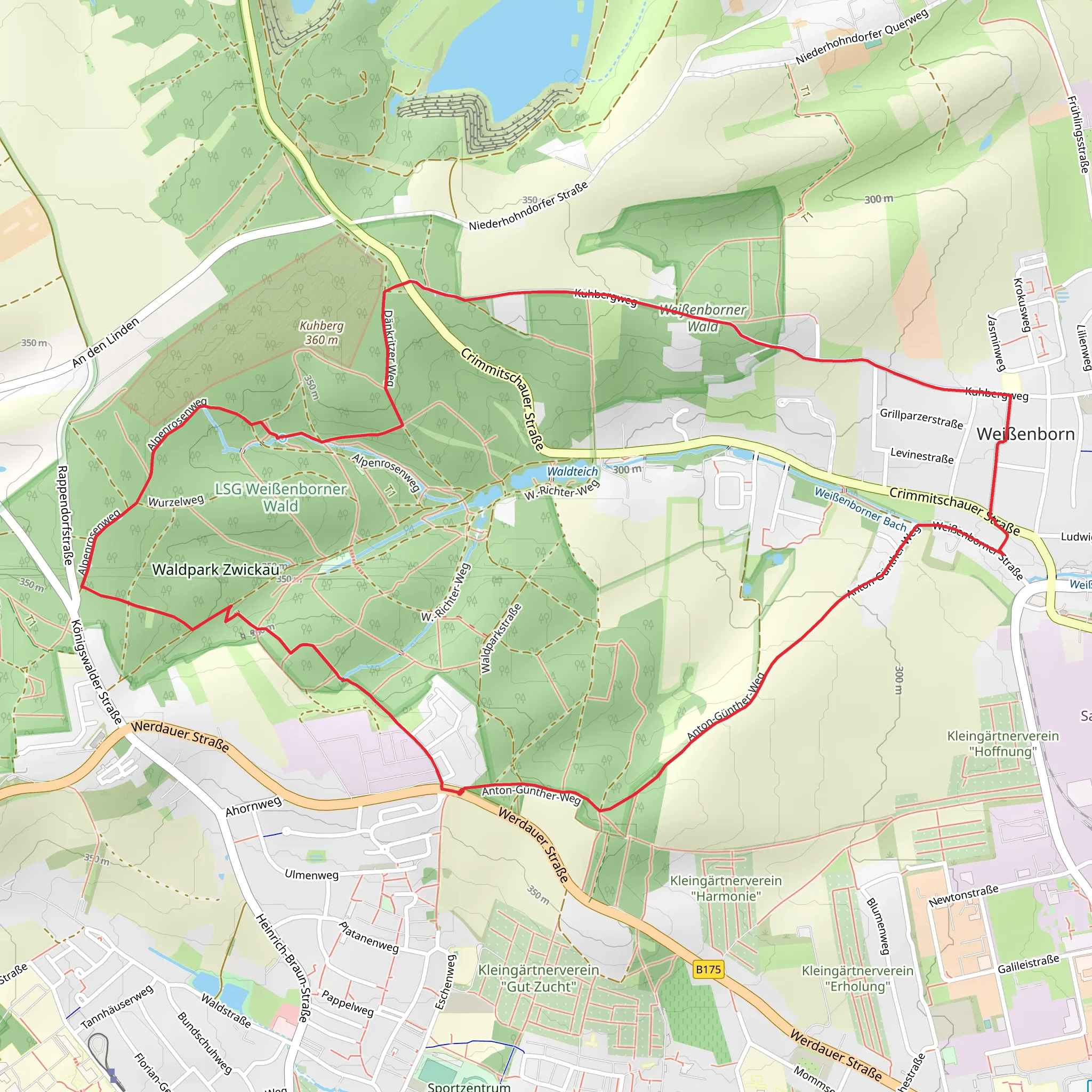Rundwanderweg Waldpark Zwickau mobile static map