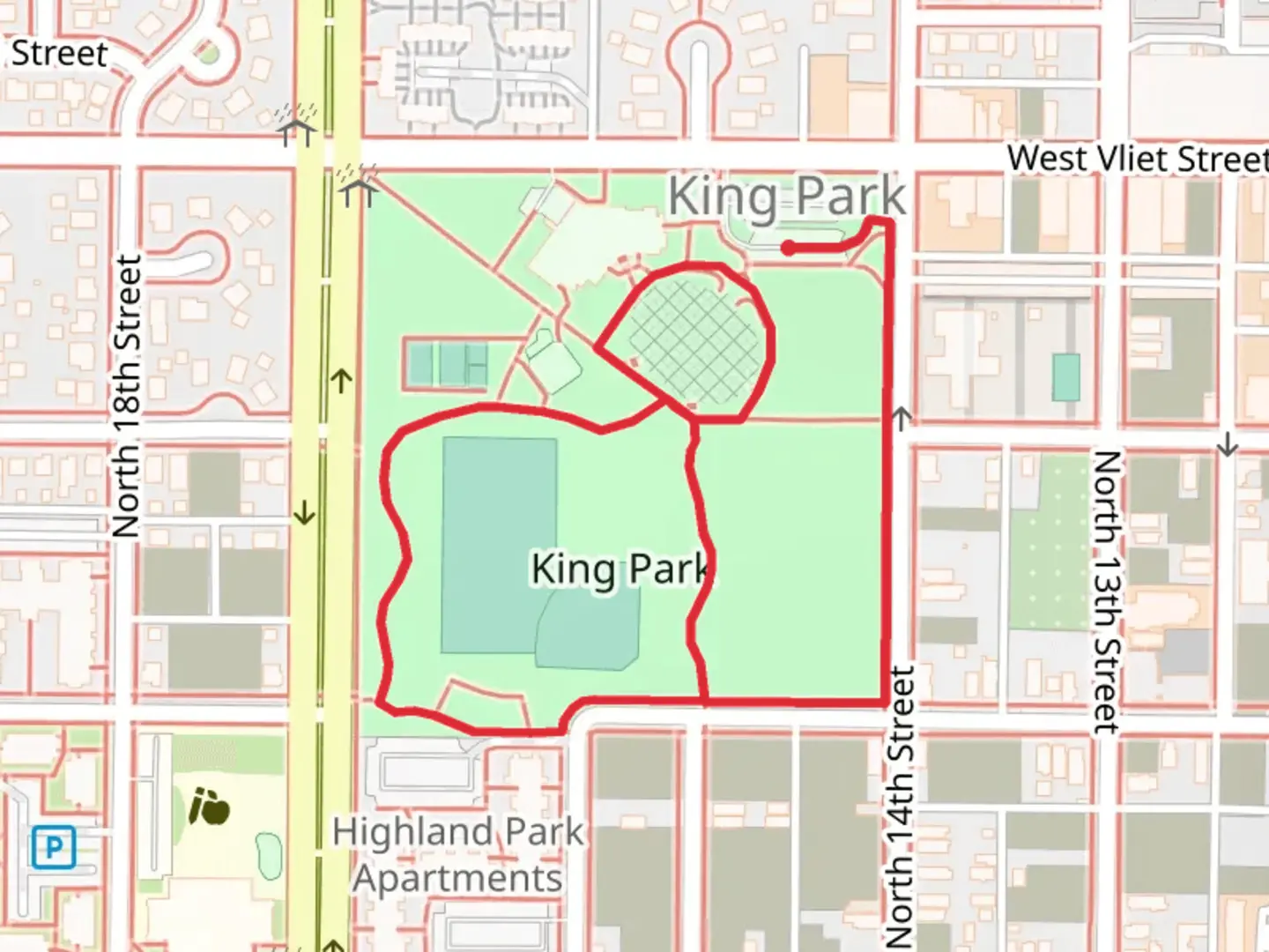 An image depicting the trail King Park Loop and its surrounding area.