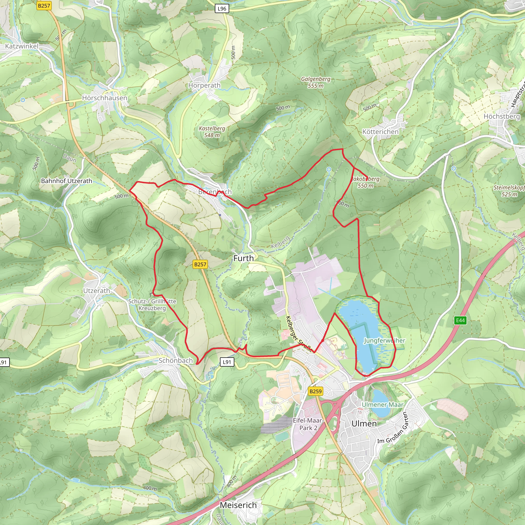 Jungferweiher via Vulkanweg mobile static map