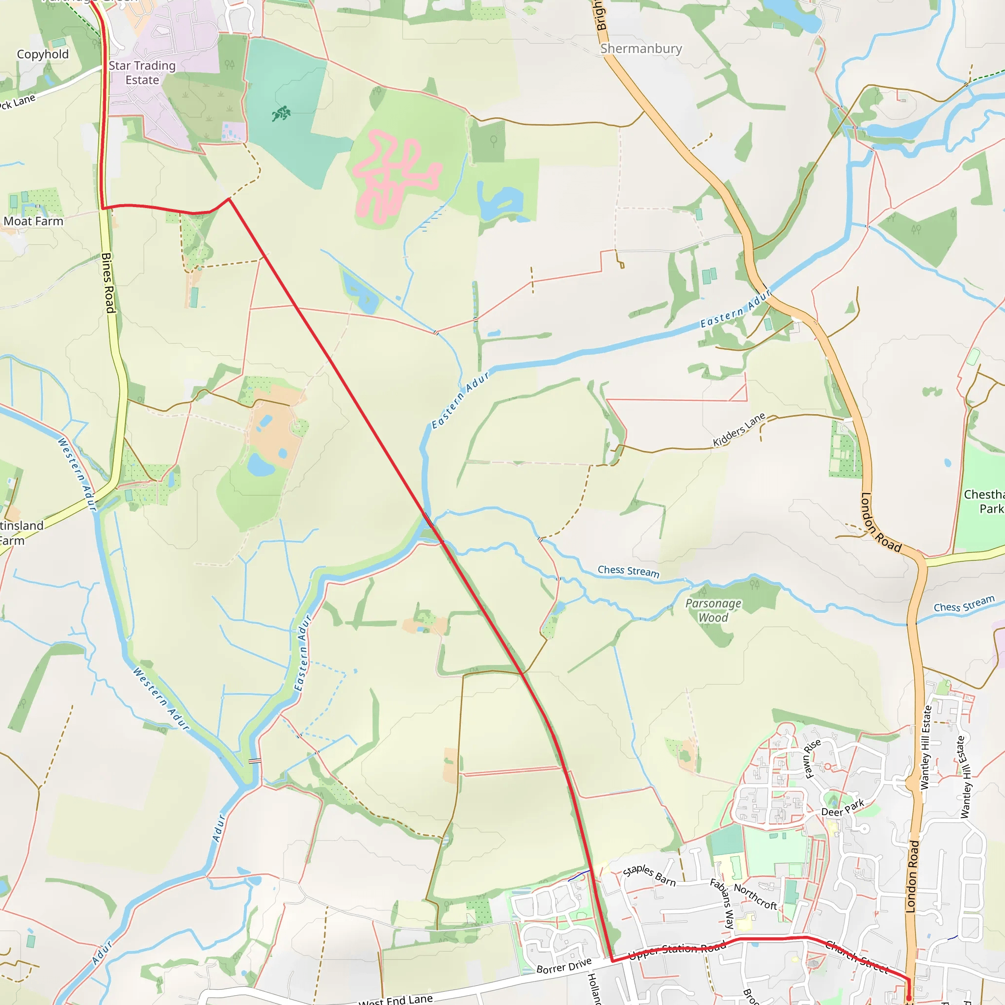 Henfield to Partridge Green Walk mobile static map