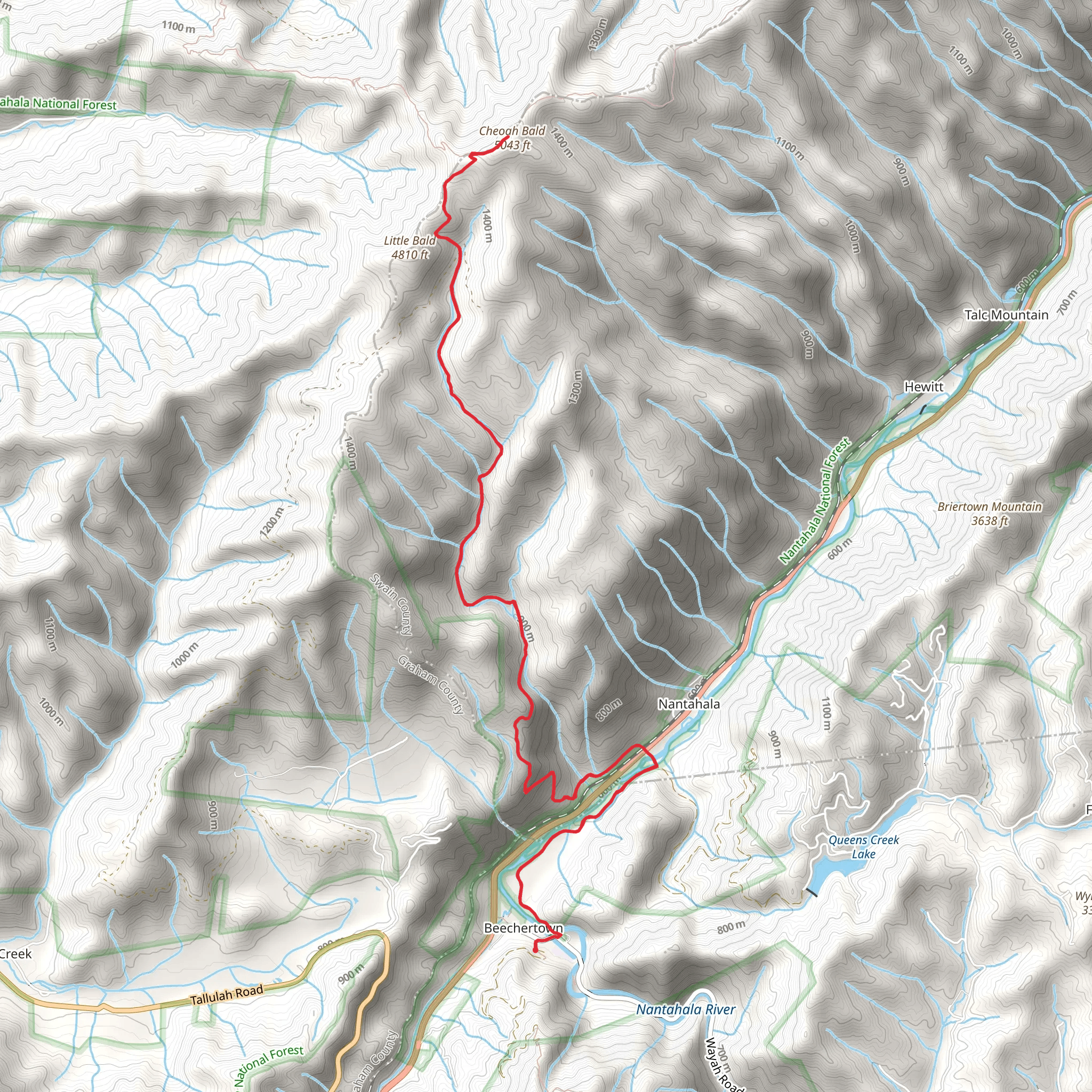 Cheoah Bald via Bartram Trail mobile static map