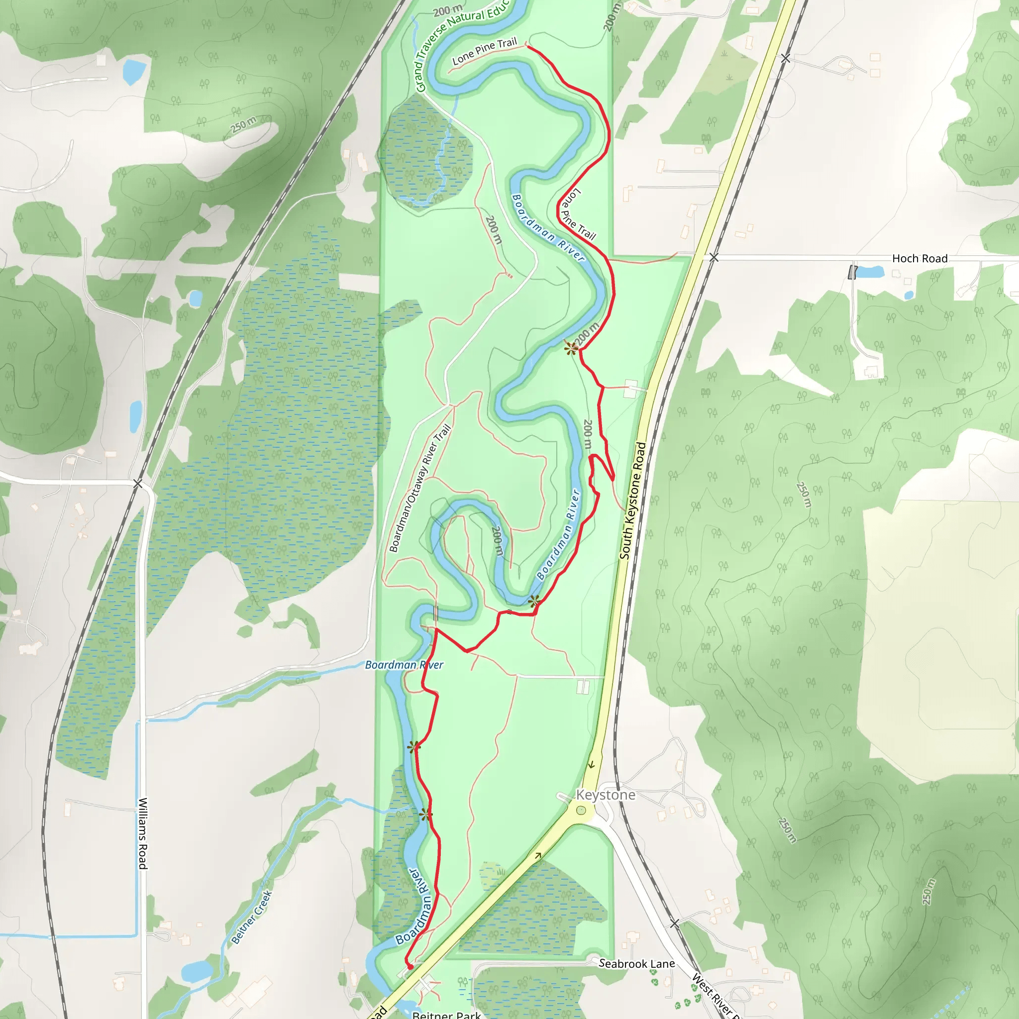 Keystone Rapids Trail and Lone Pine Trail mobile static map