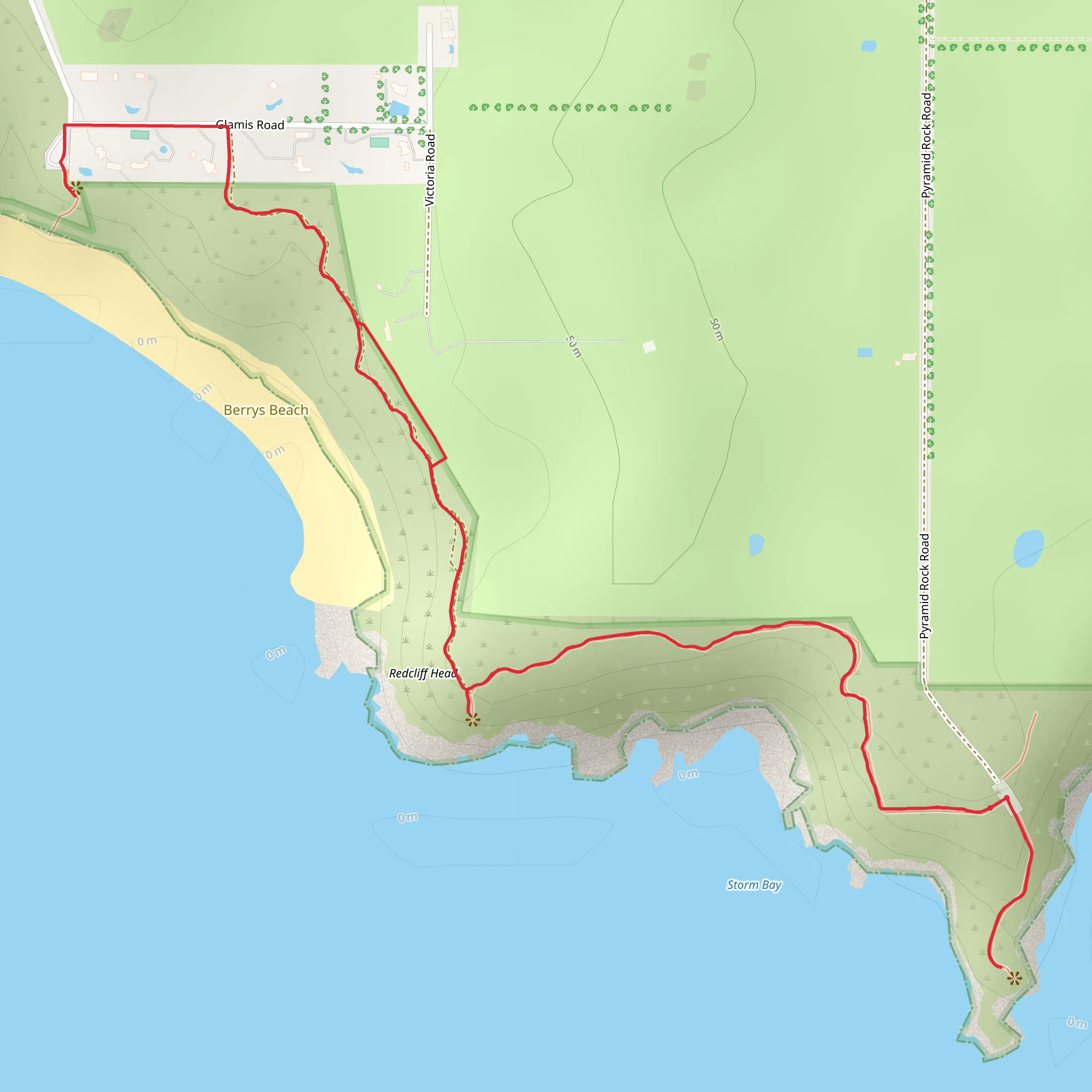 Pyramid Rock to Berrys Beach Return Walk mobile static map