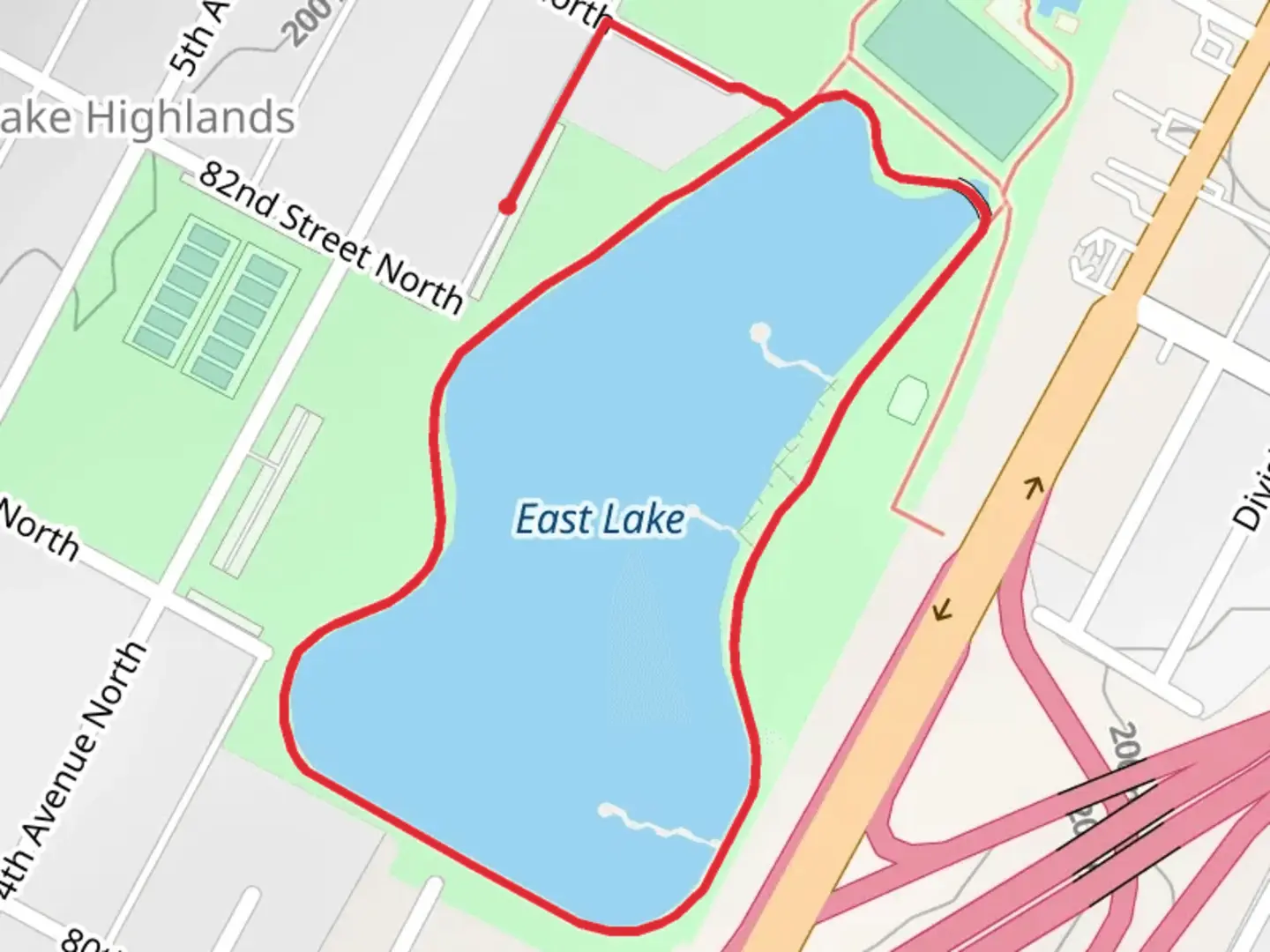 An image depicting the trail East Lake Loop and its surrounding area.