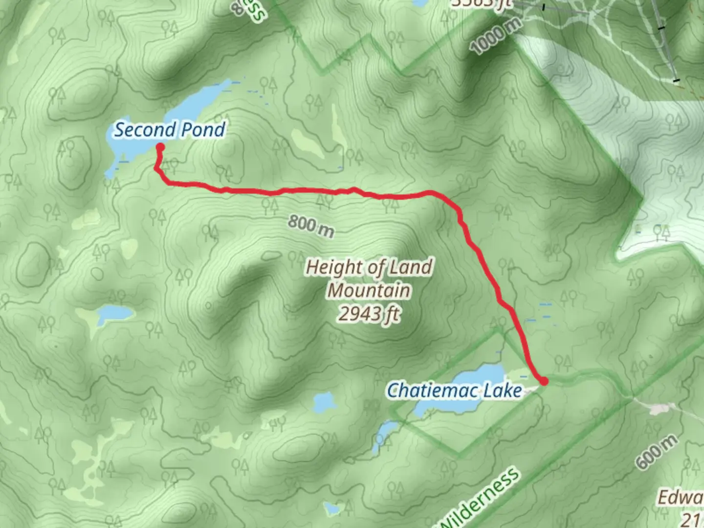 An image depicting the trail Second Pond Brook Trail and its surrounding area.