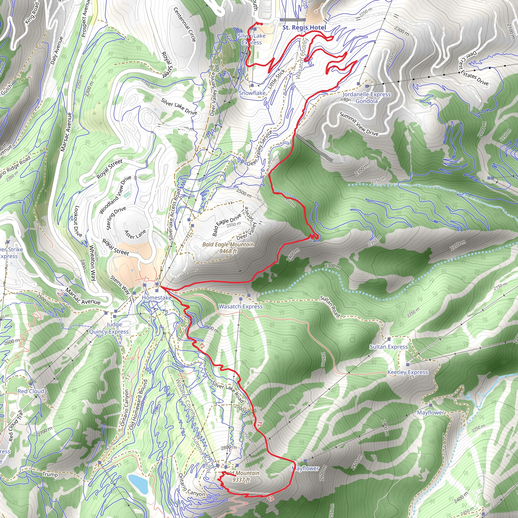 Bald Eagle Mountain via Deer Crest and Silver Lake Loop mobile static map