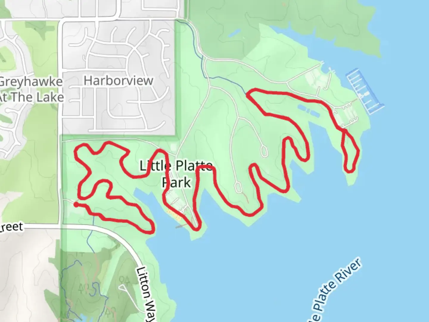 An image depicting the trail Little Platte South Trail and its surrounding area.