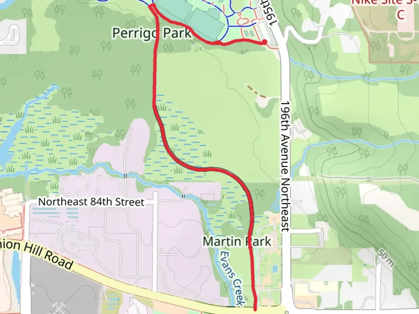 An image depicting the trail Evans Creek Trail and its surrounding area.