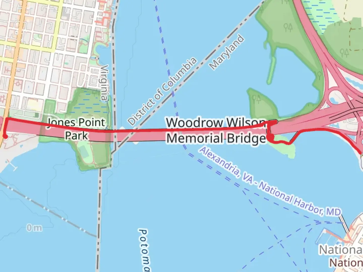 An image depicting the trail Woodrow Wilson Bridge and its surrounding area.