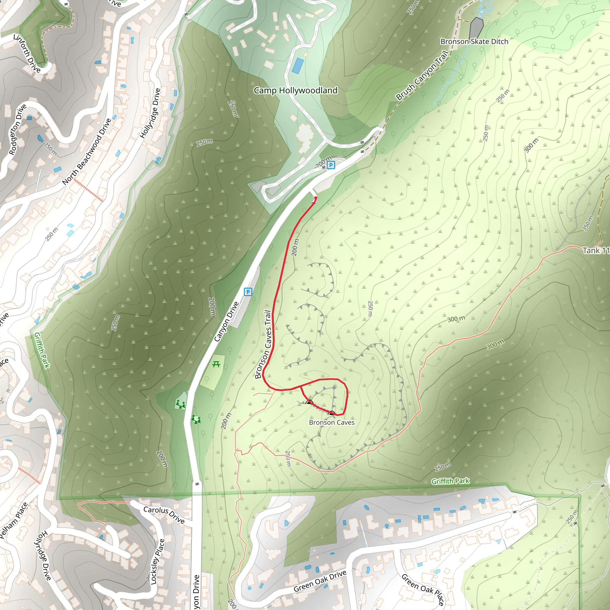 Bronson Caves Trail mobile static map