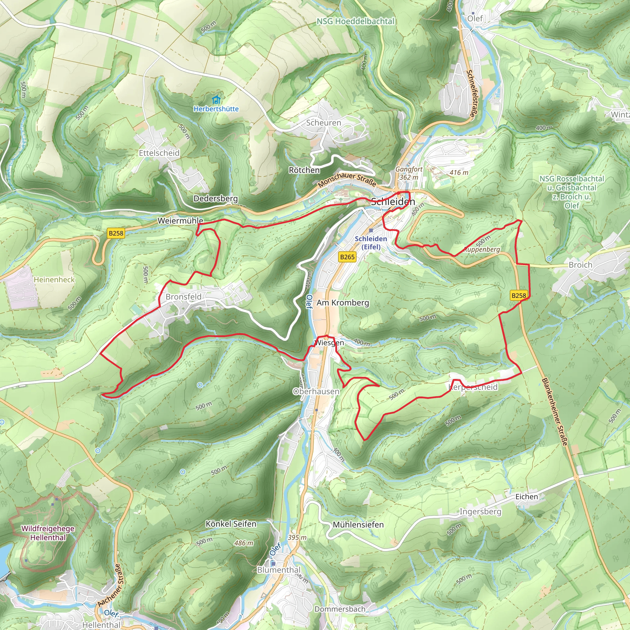 Schleiden and Wiesgen Loop via Olef mobile static map