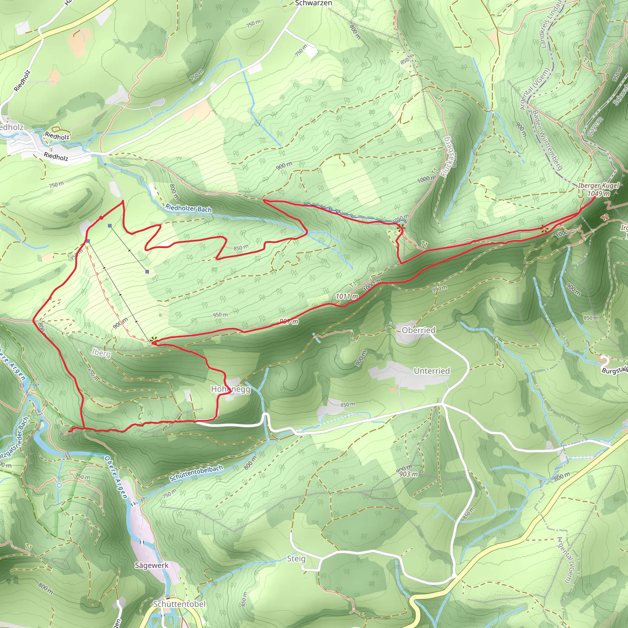 Ruine Hohenegg, Iberg and Iberger Kugel Loop mobile static map