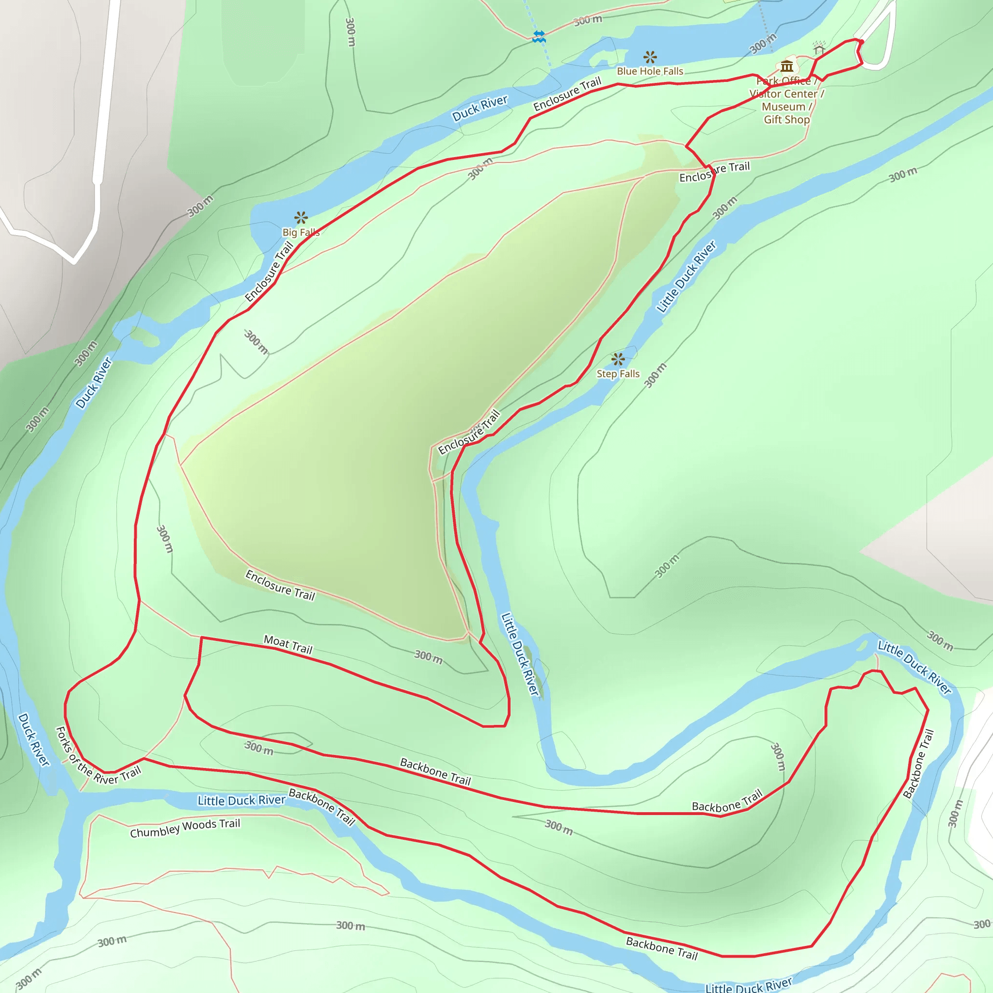 Enclosure Trail, Backbone Trail and Moat Loop Trail mobile static map