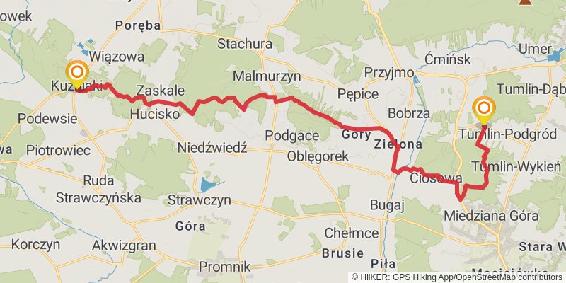 Main Swietokrzyski Trail stage 5 Map