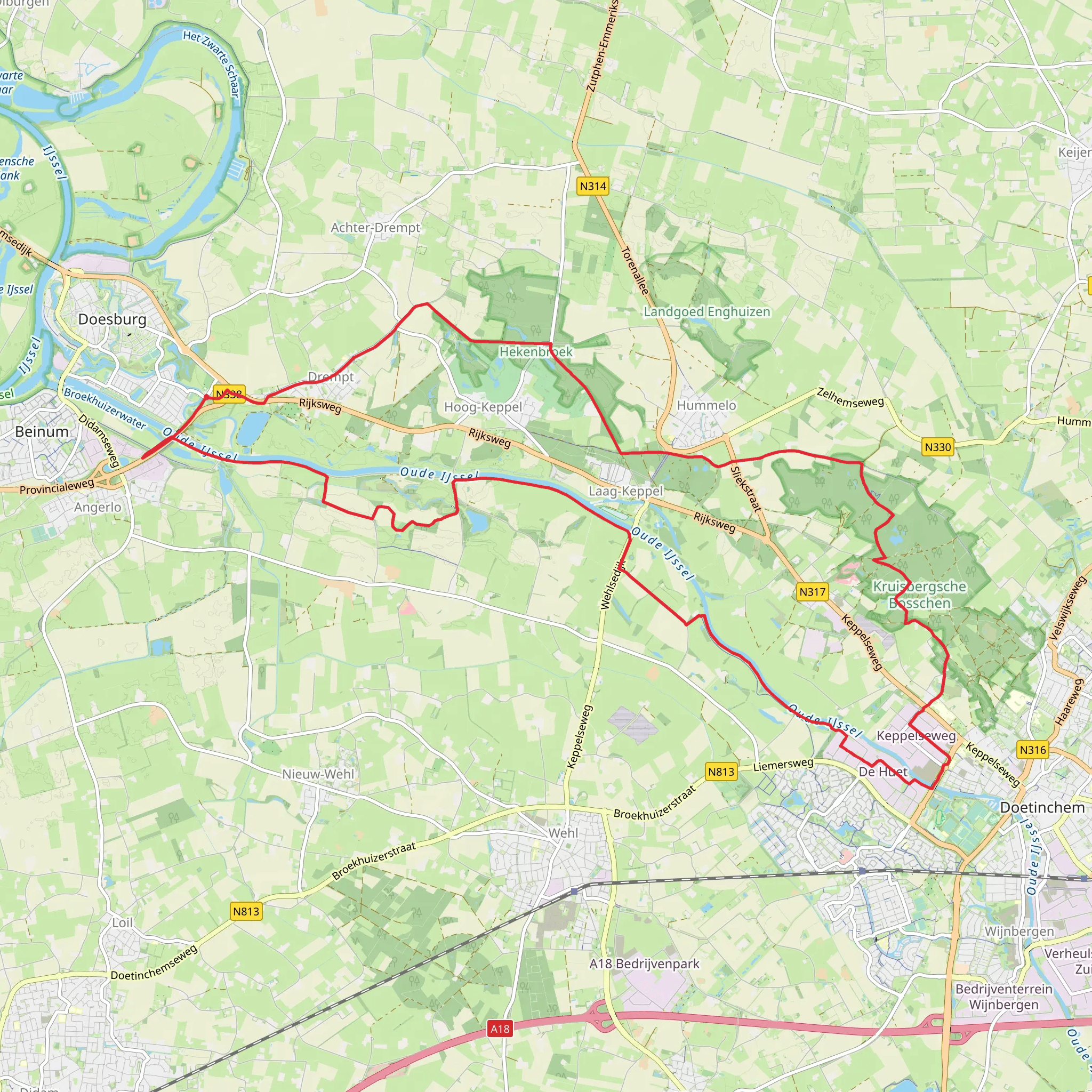 Huize Ulenpas, Grote Ven and Energiebrug via Graafschapspad mobile static map