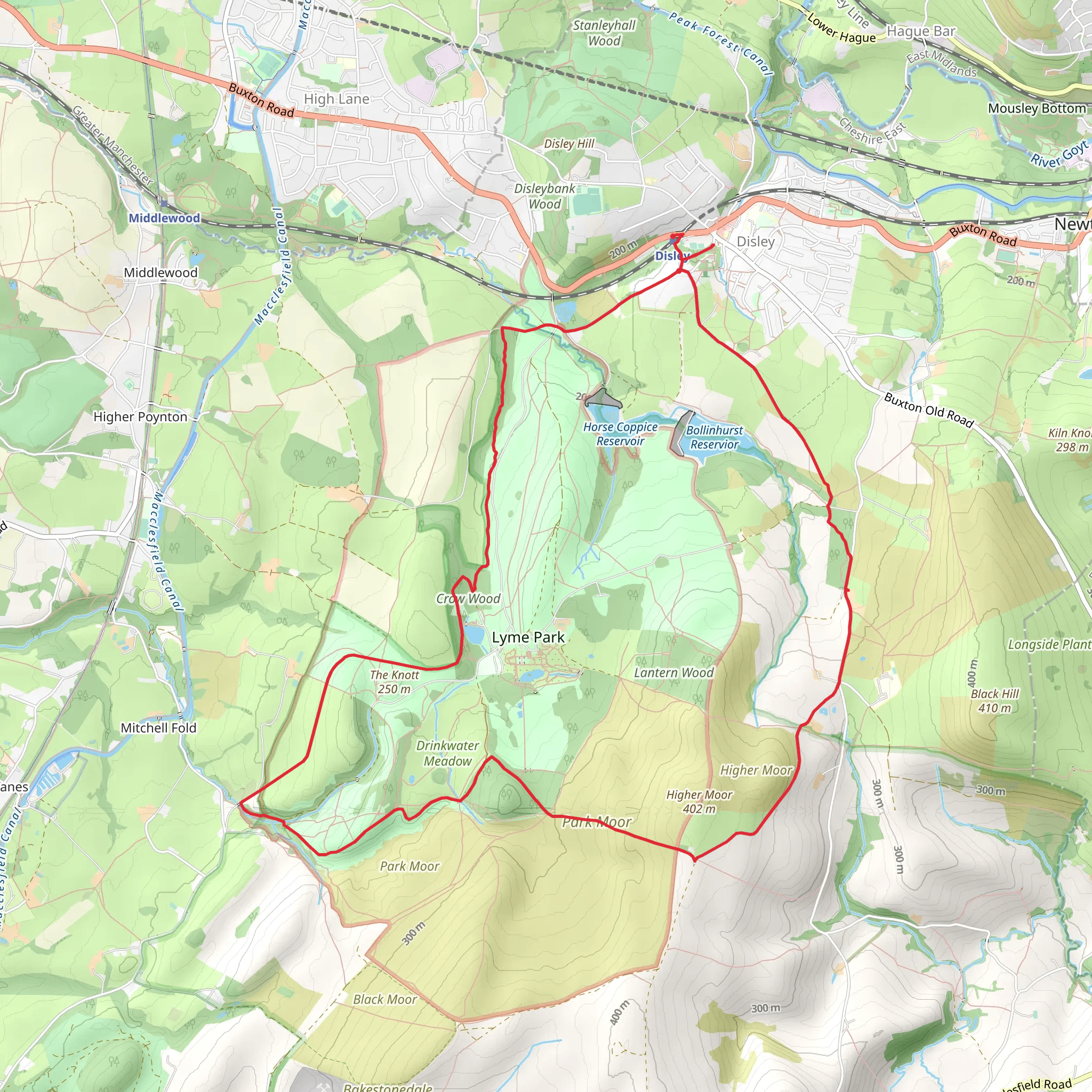 Lyme Park Circular from Disley Station mobile static map