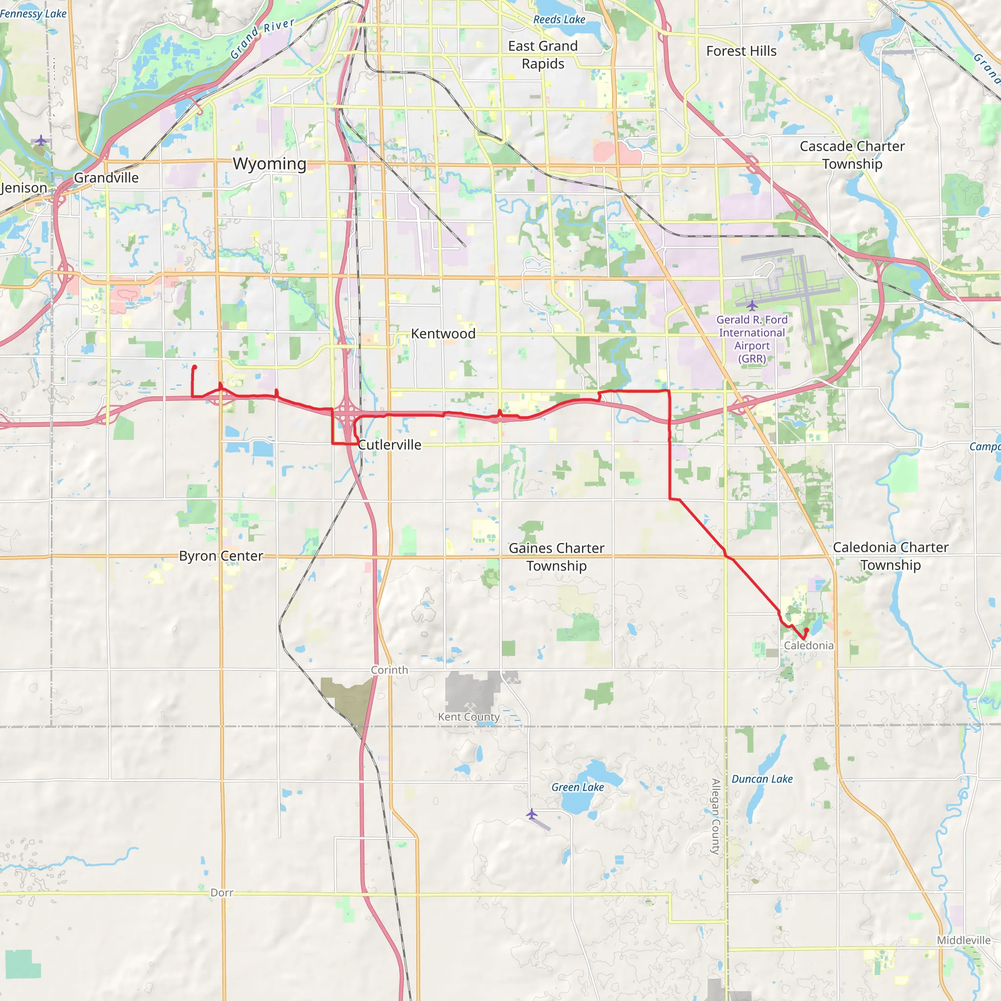 M-6 Trail and Paul Henry Thornapple Trail mobile static map