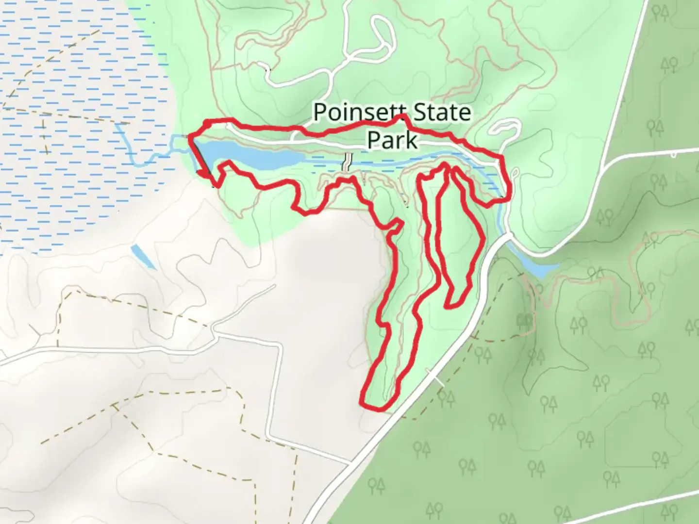 An image depicting the trail Old Levi Mill Lake, Knot and Splice Loop Trail and its surrounding area.