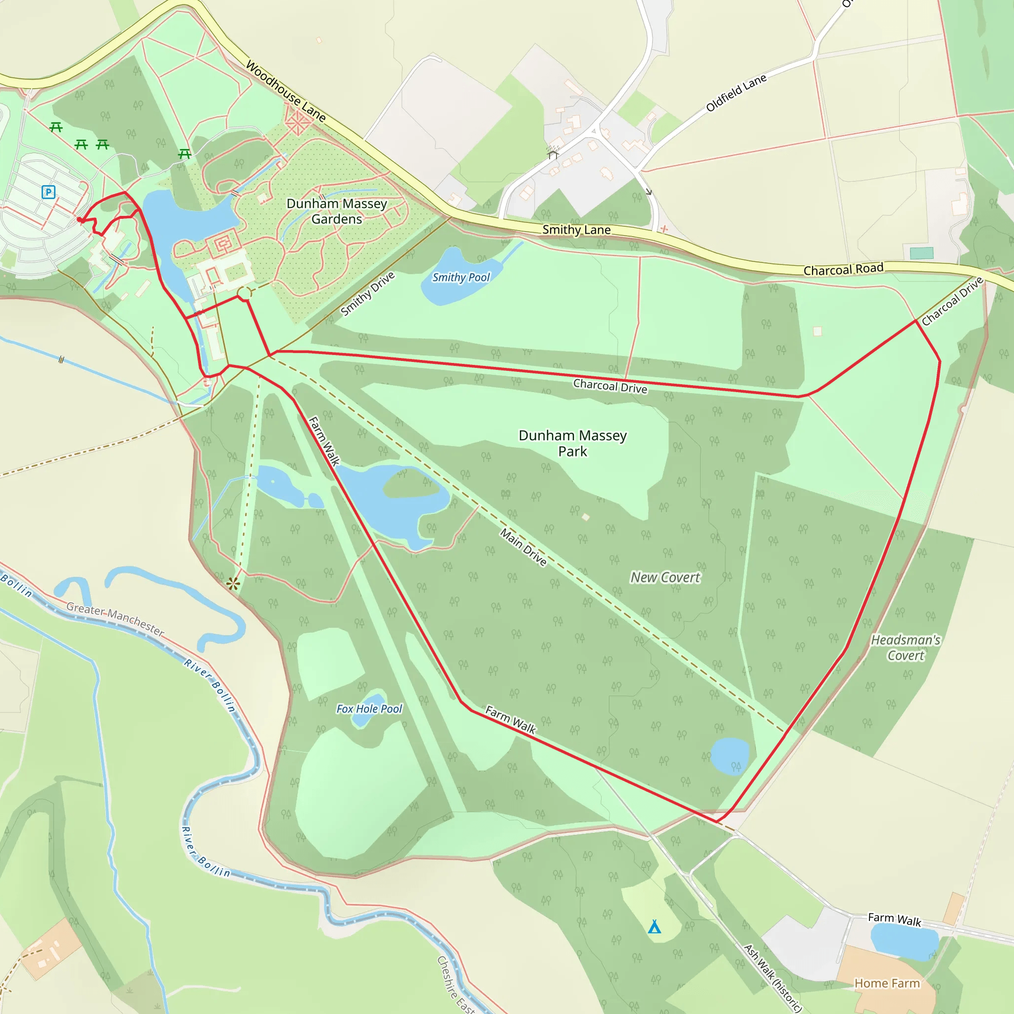 Dunham Massey Park Loop mobile static map