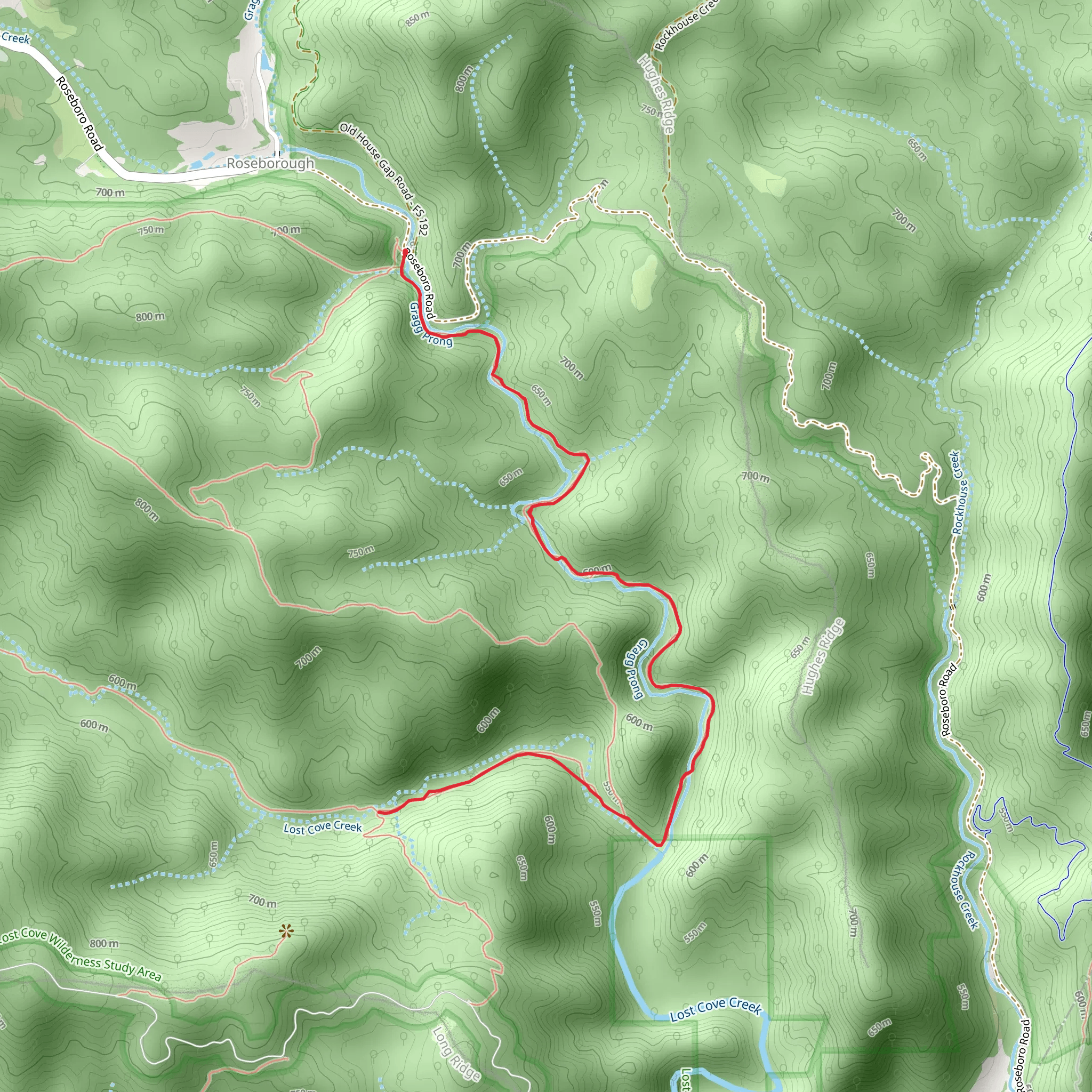 Lost Cove Trail Out and Back mobile static map