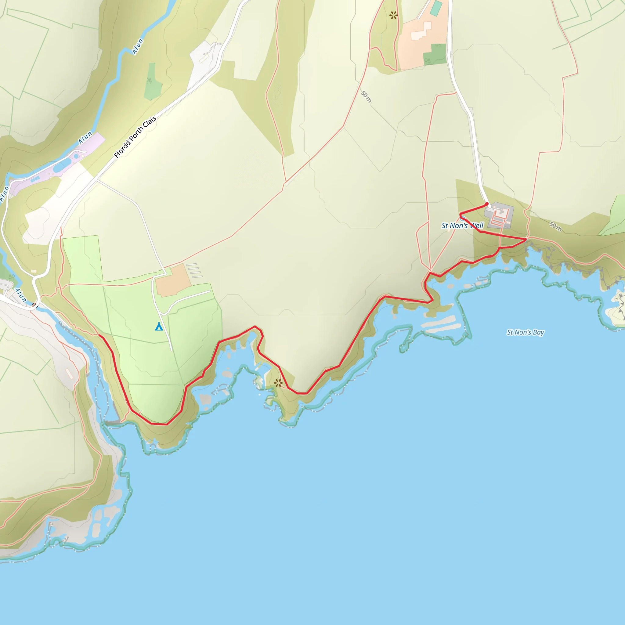 St Non's to Porth Clais mobile static map