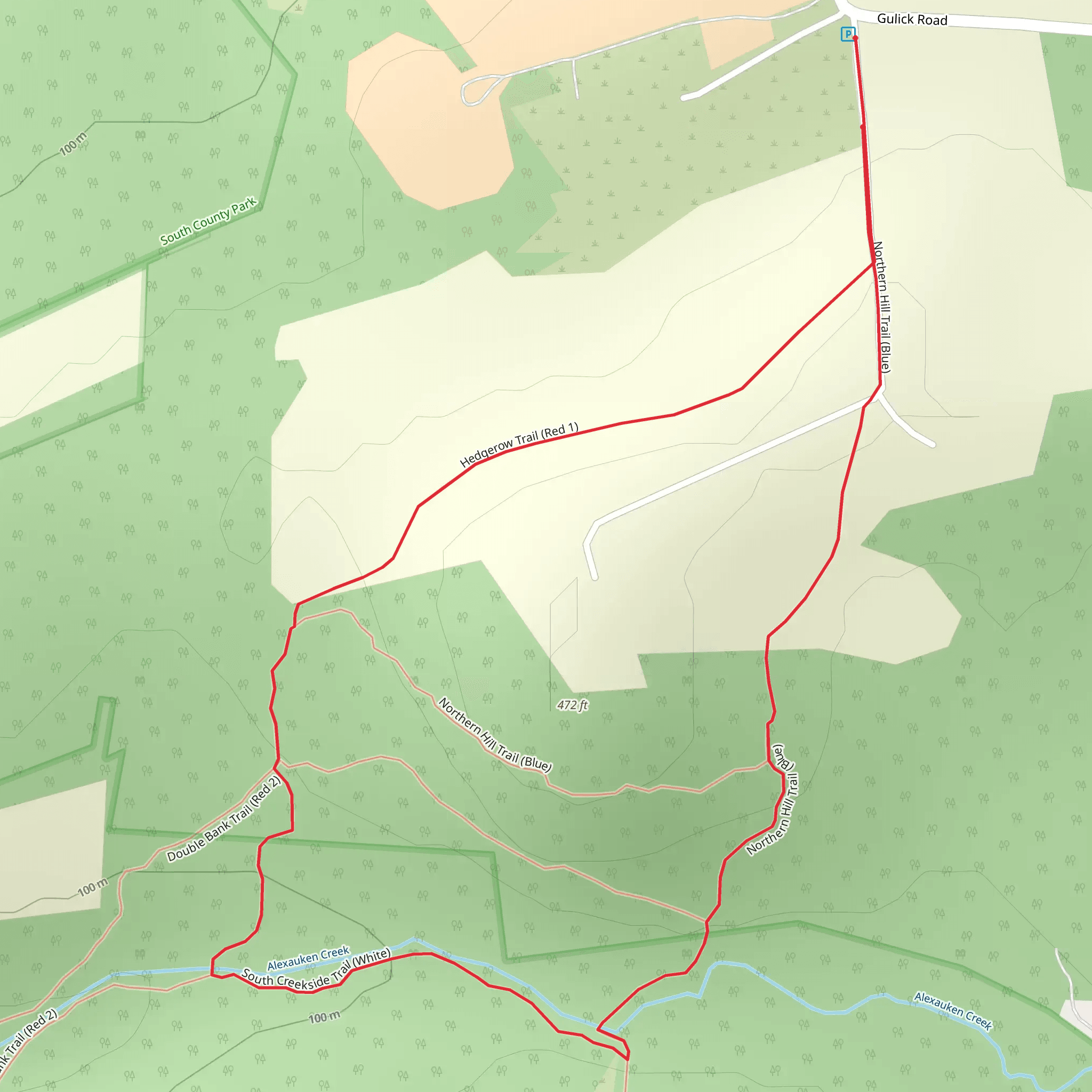 Hedgerow, South Creekside and Northern Hill Loop Trail mobile static map