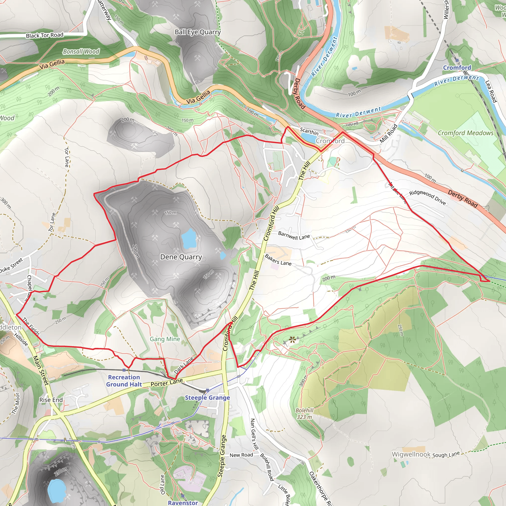 Cromford and Middleton Loop mobile static map