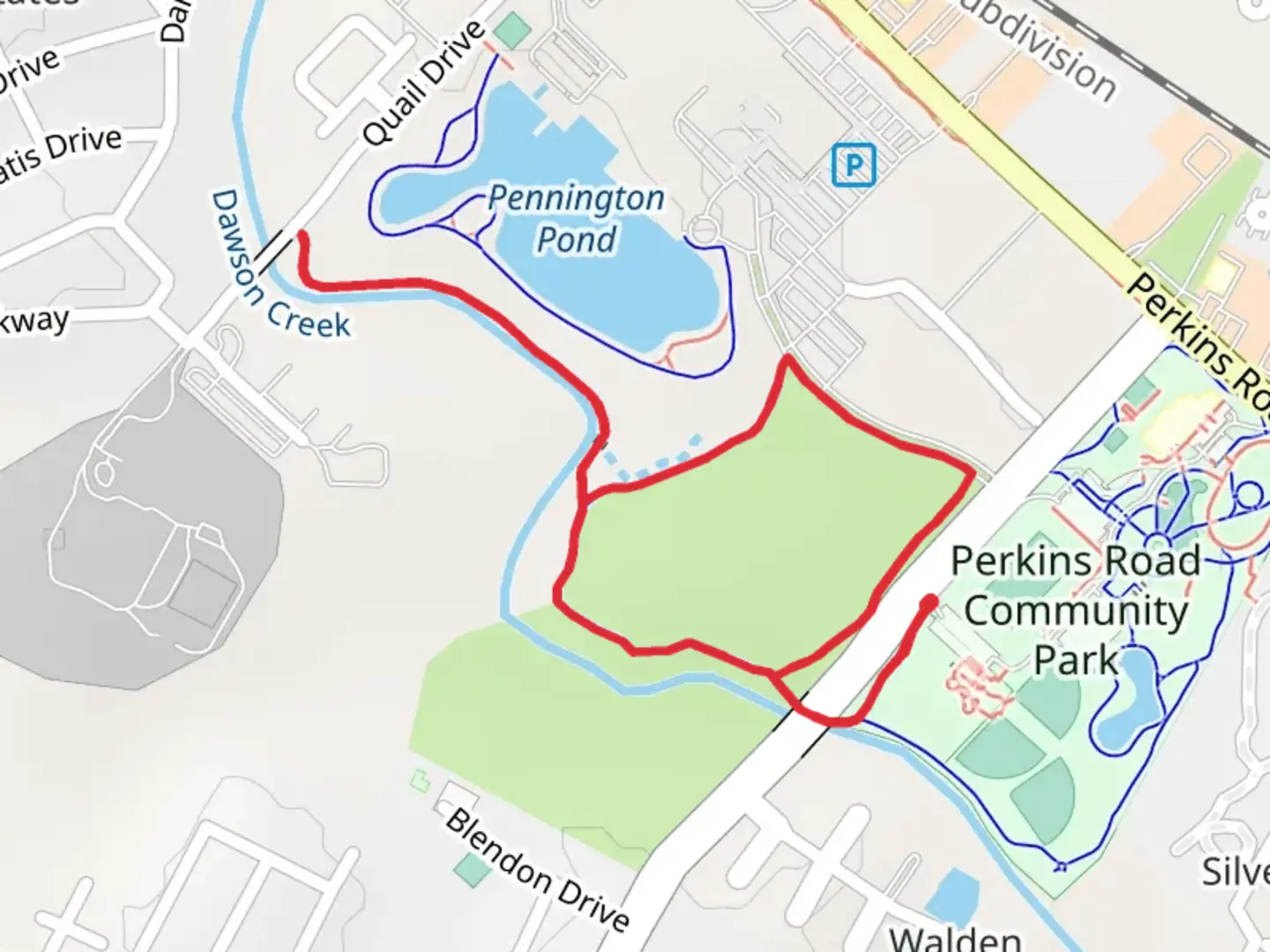 An image depicting the trail Dawson Creek Loop Trail and its surrounding area.