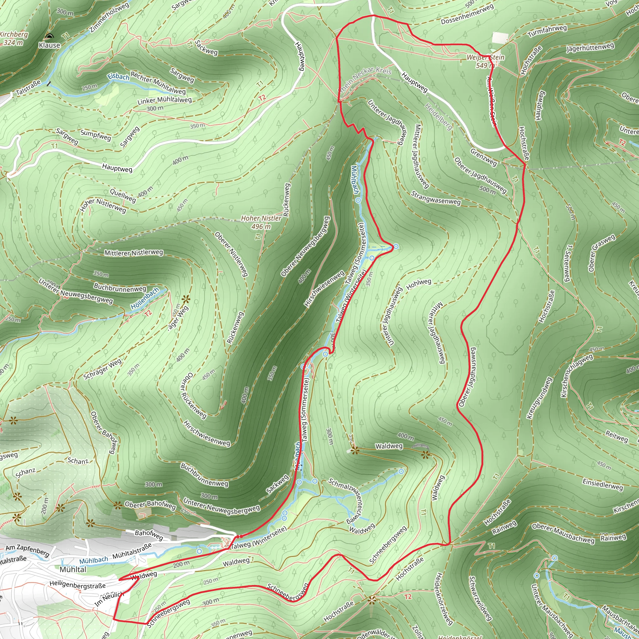 Odenwald Weg and Rundwanderweg Loop mobile static map