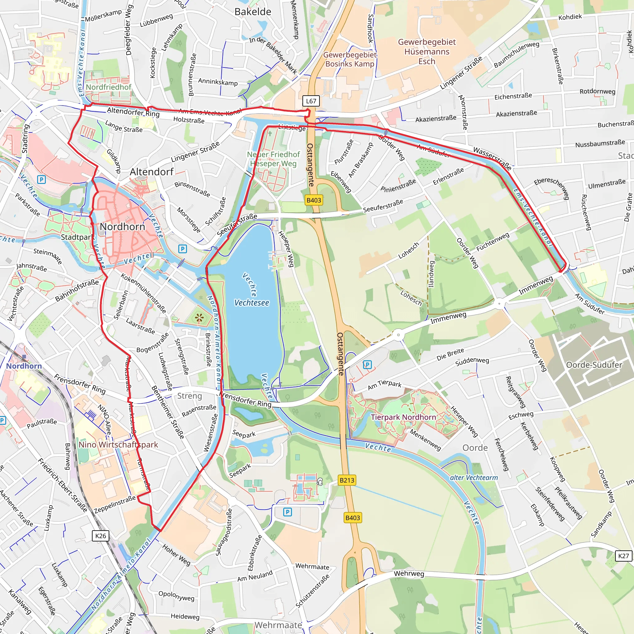 Nordhorn Loop via Ems Vechte Kanal mobile static map