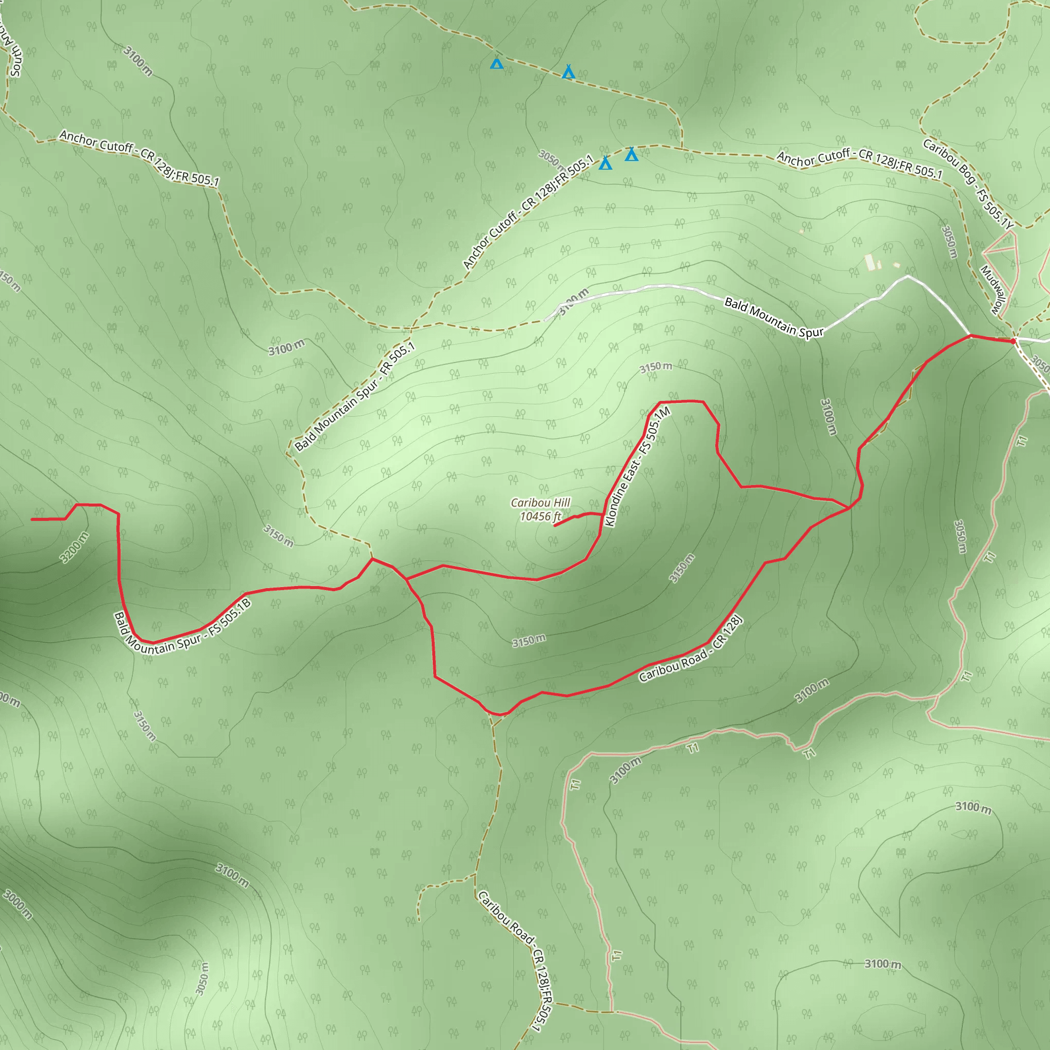 Caribou Hill Loop mobile static map
