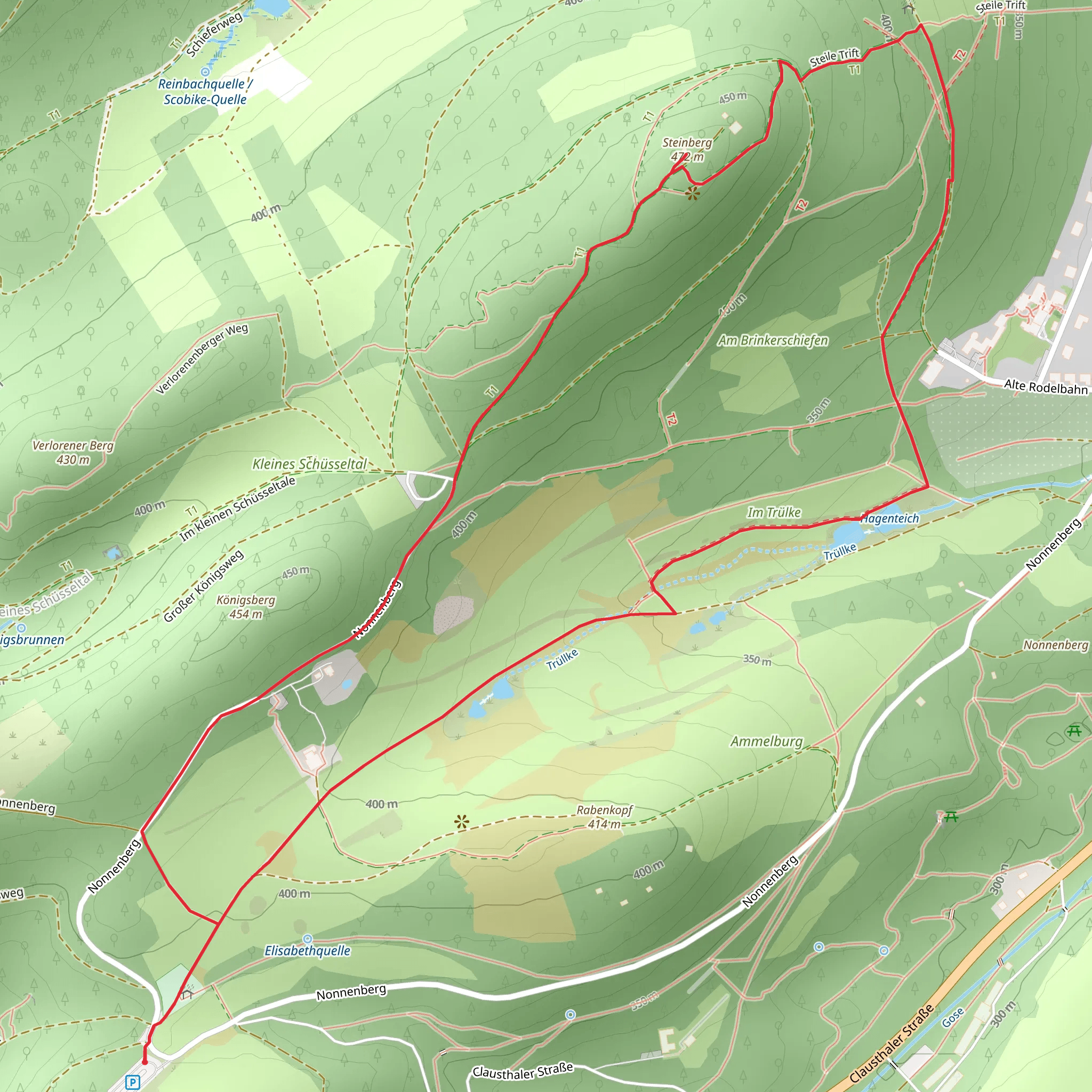 Aussichtsturm Steinberg Loop via Nonnenberg mobile static map