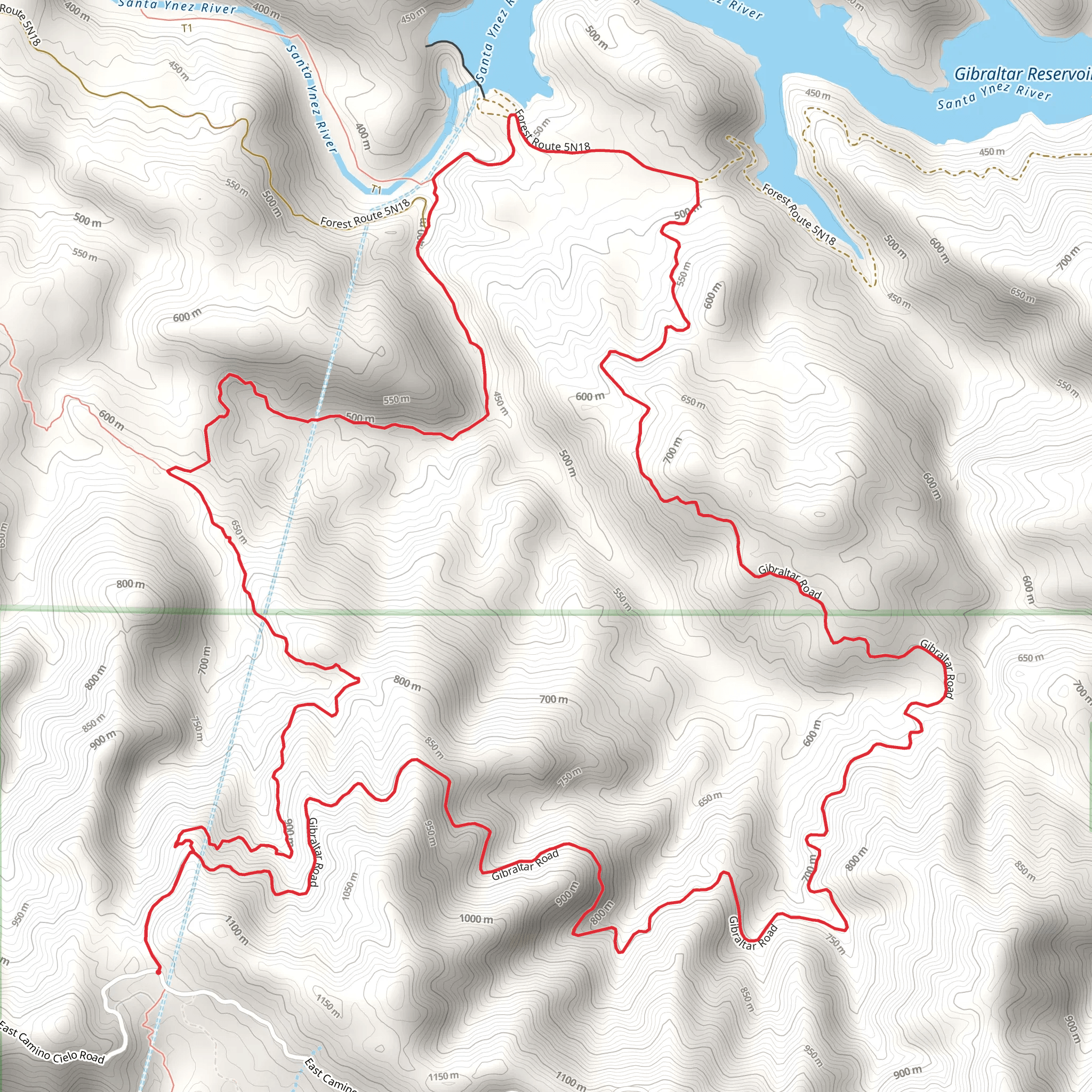 Gibraltar Road and Devil's Canyon Loop mobile static map