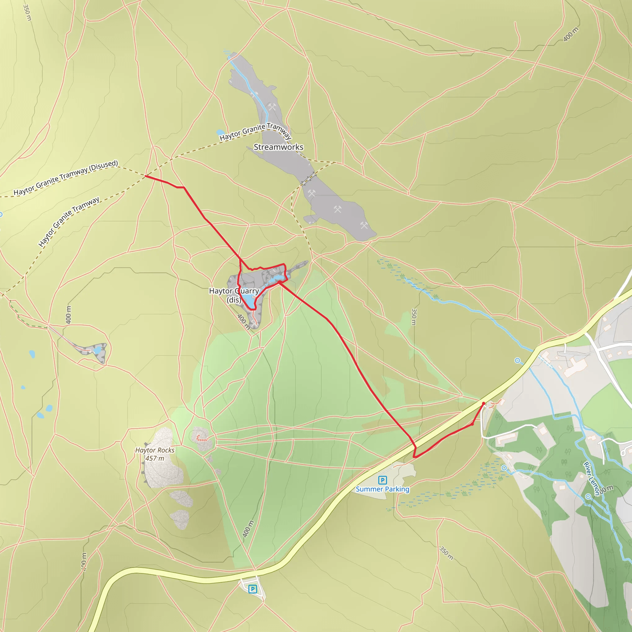 Haytor Quarry Route mobile static map