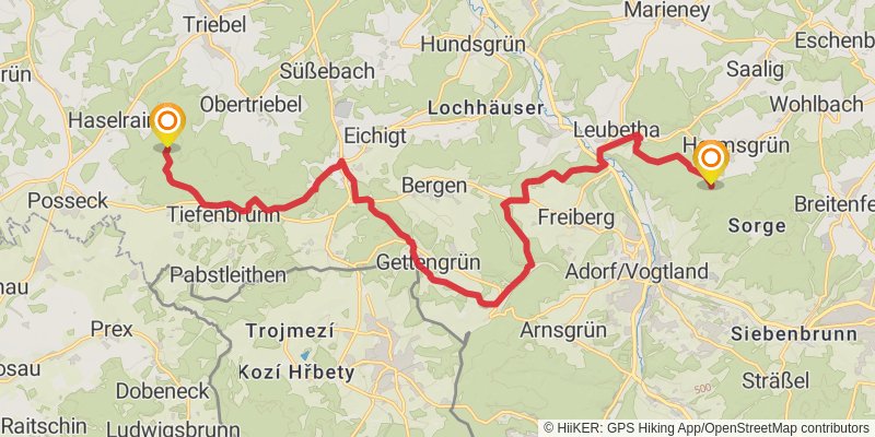 Kammweg Erzgebirge - Vogtland stage 13 Map