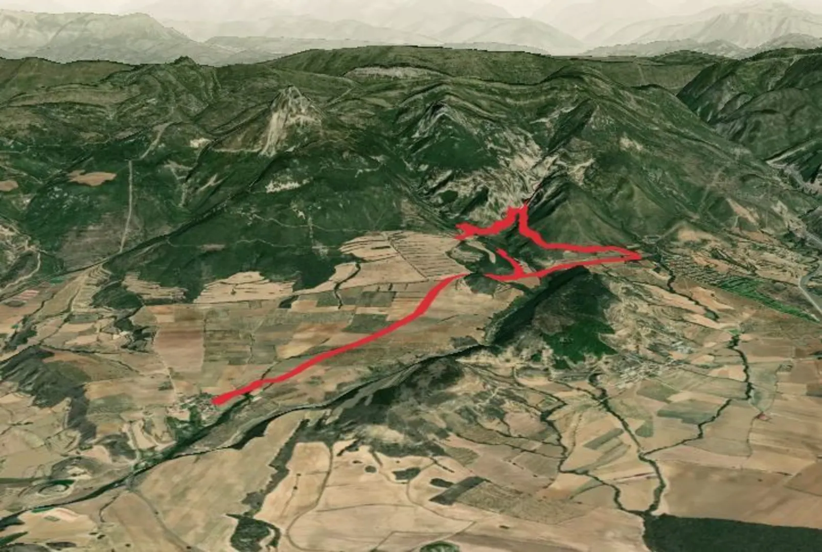 An image depicting the trail Lierta - Hermitage of San Julián - Gorgas- Lierta PR HU 112 and its surrounding area.