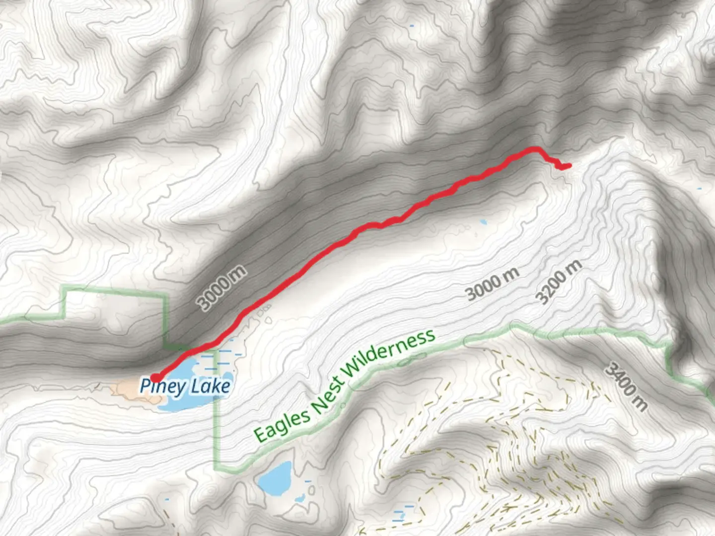 An image depicting the trail Upper Piney and its surrounding area.