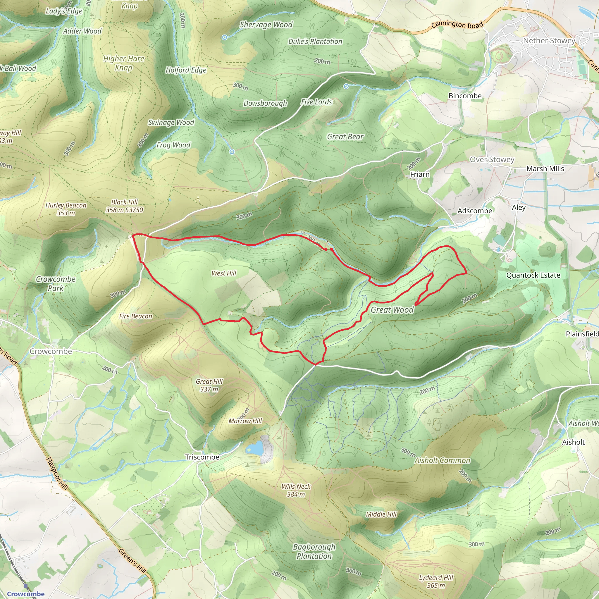 Quantock Hills Loop mobile static map