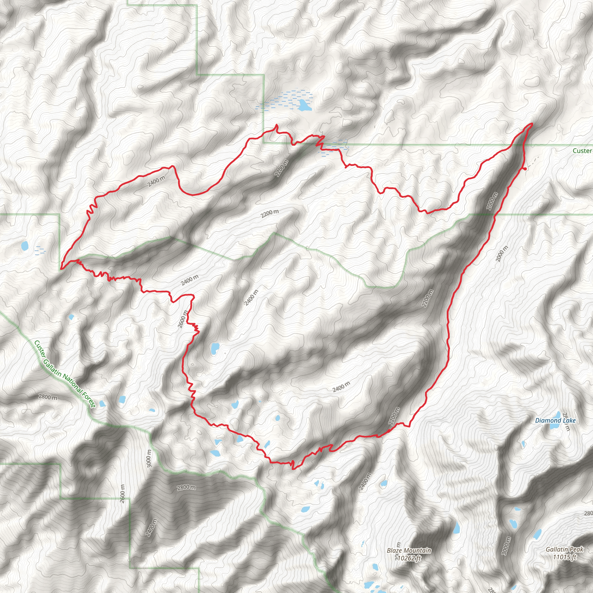 Cherry Creek and High Lakes Loop Trail mobile static map