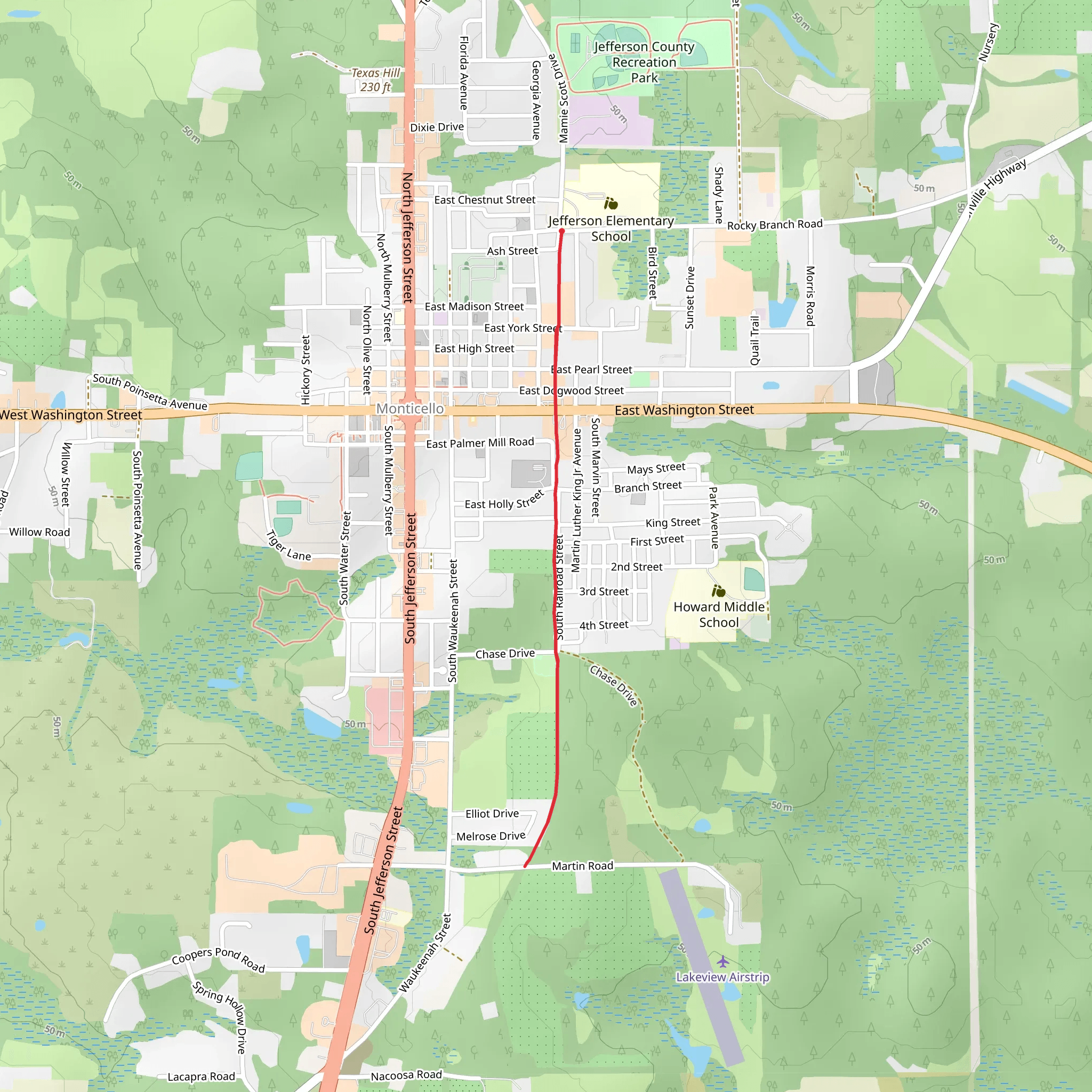 Monticello Trail - Cypress Street mobile static map