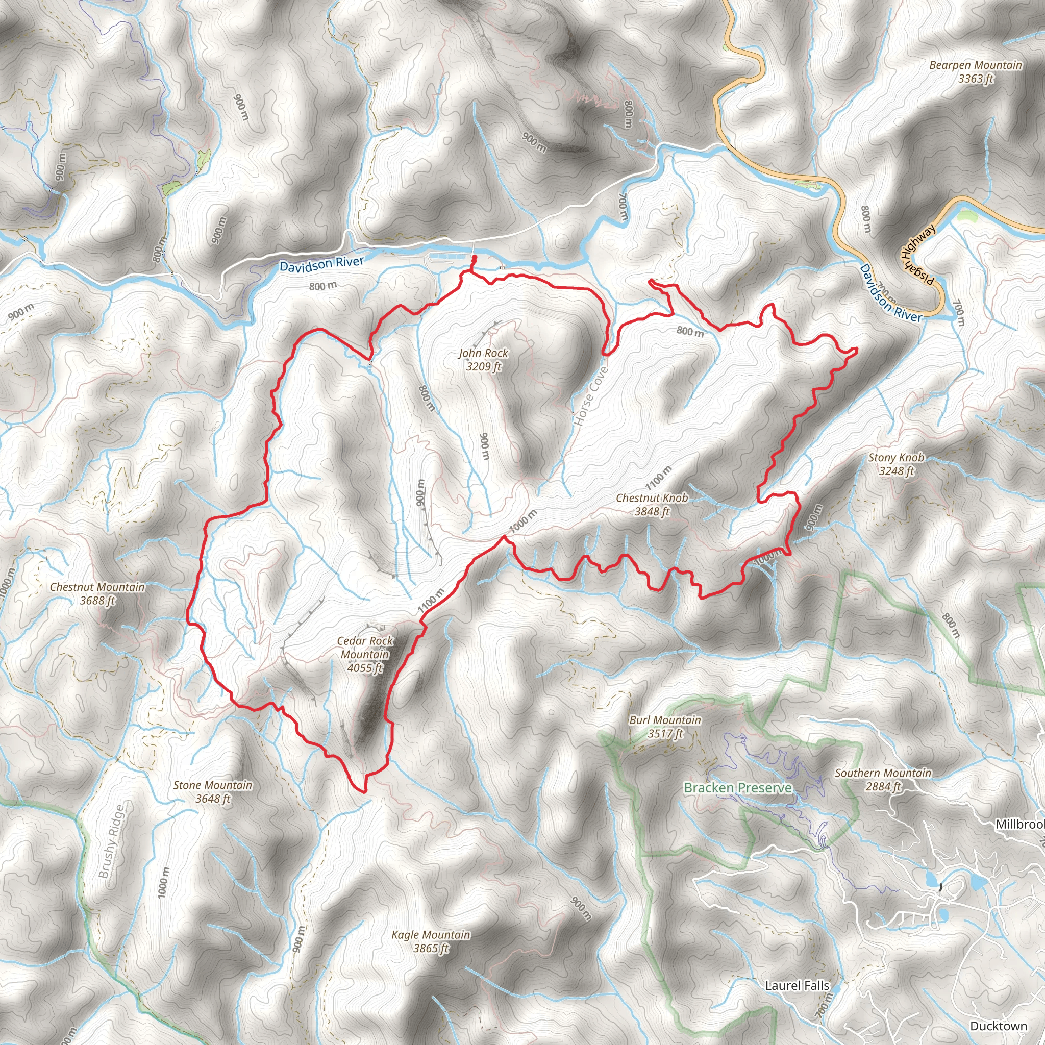 Cat Gap, Art Loeb and Grogan Creek Loop Trail mobile static map