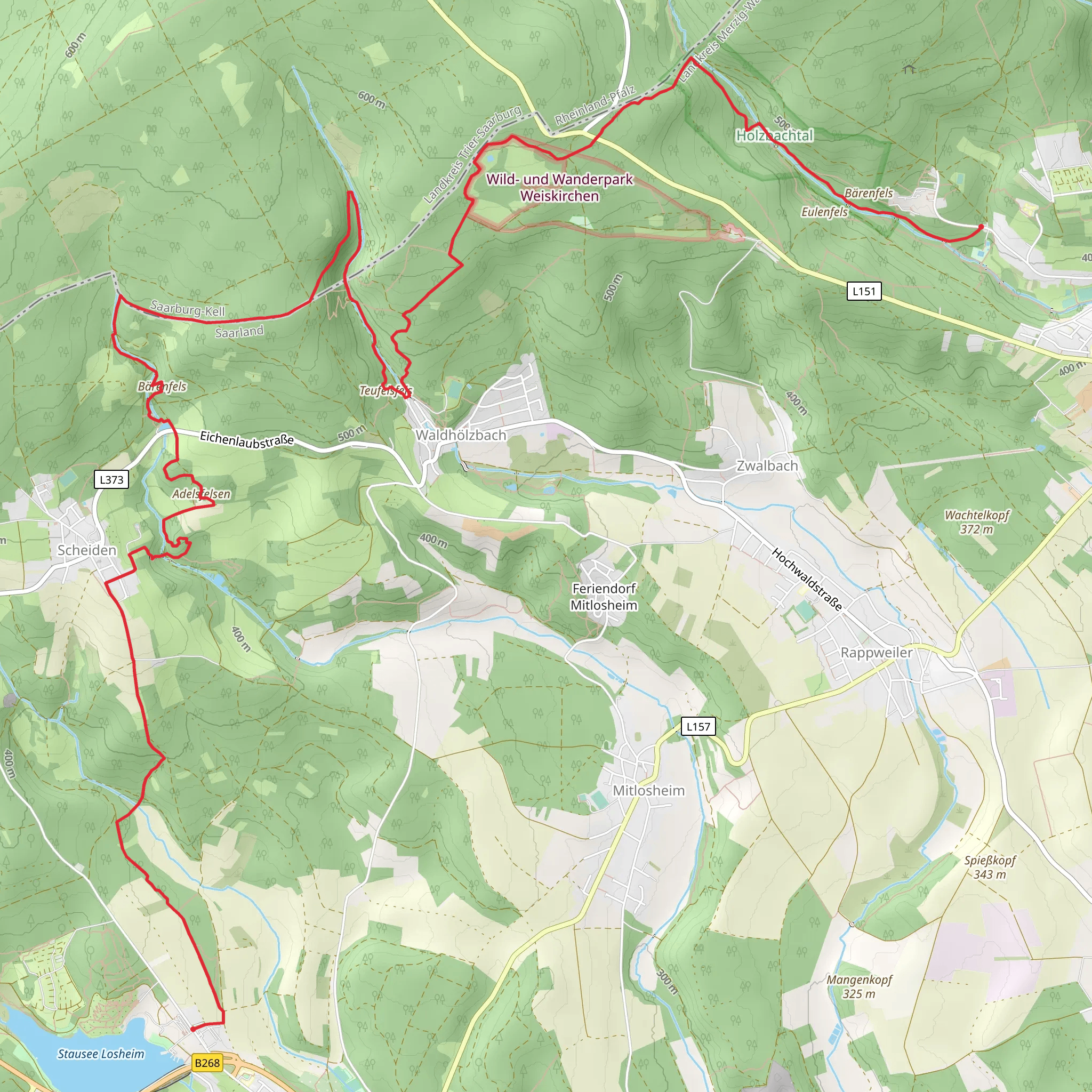 Stausee Losheim to Weiskirchen Walk mobile static map