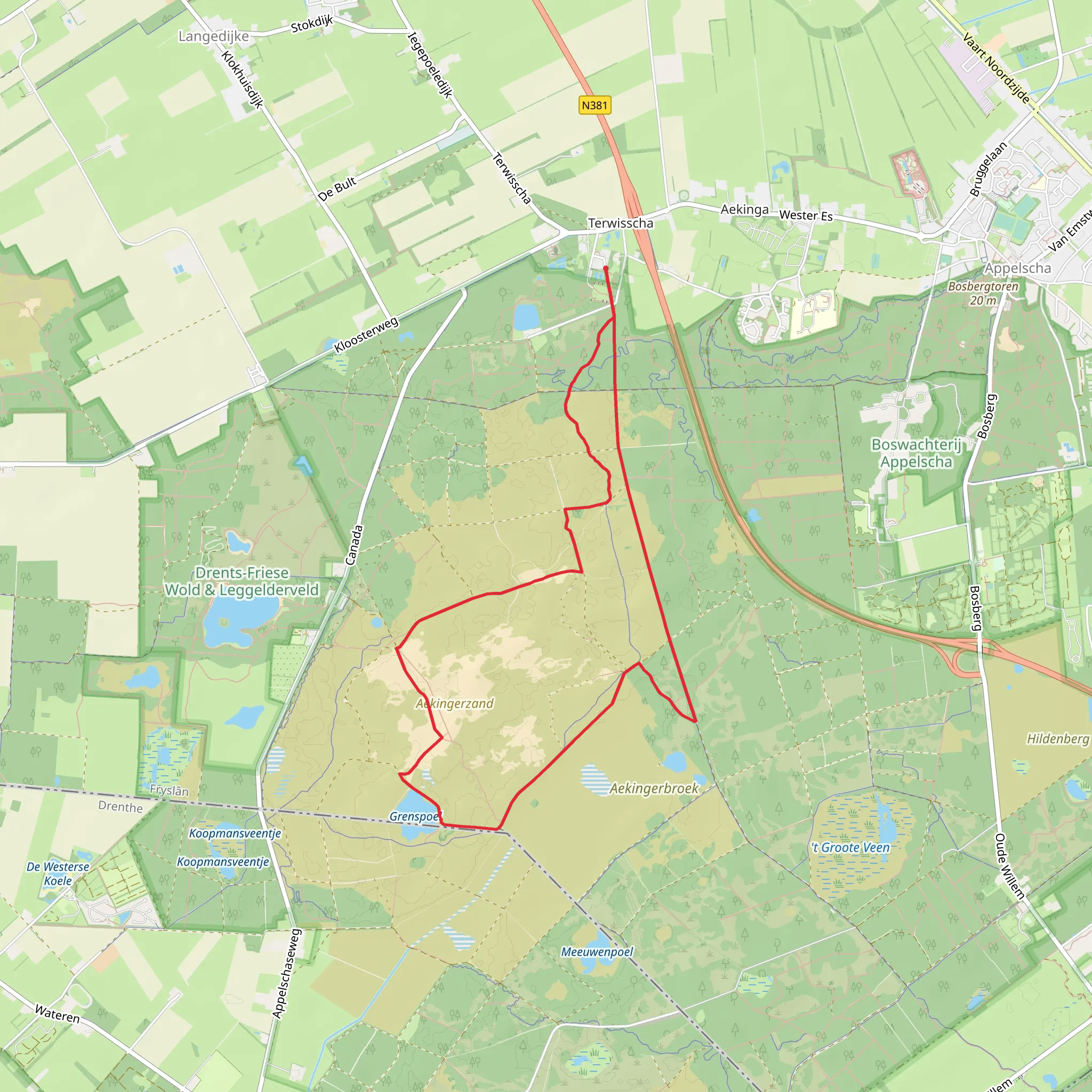 Aekingerzand and Greenspoele Loop mobile static map