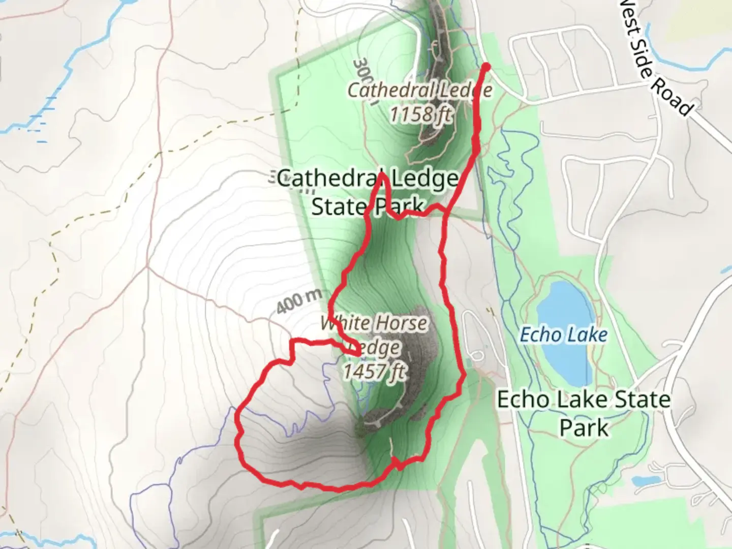 An image depicting the trail White Horse Ledge Loop Trail and its surrounding area.
